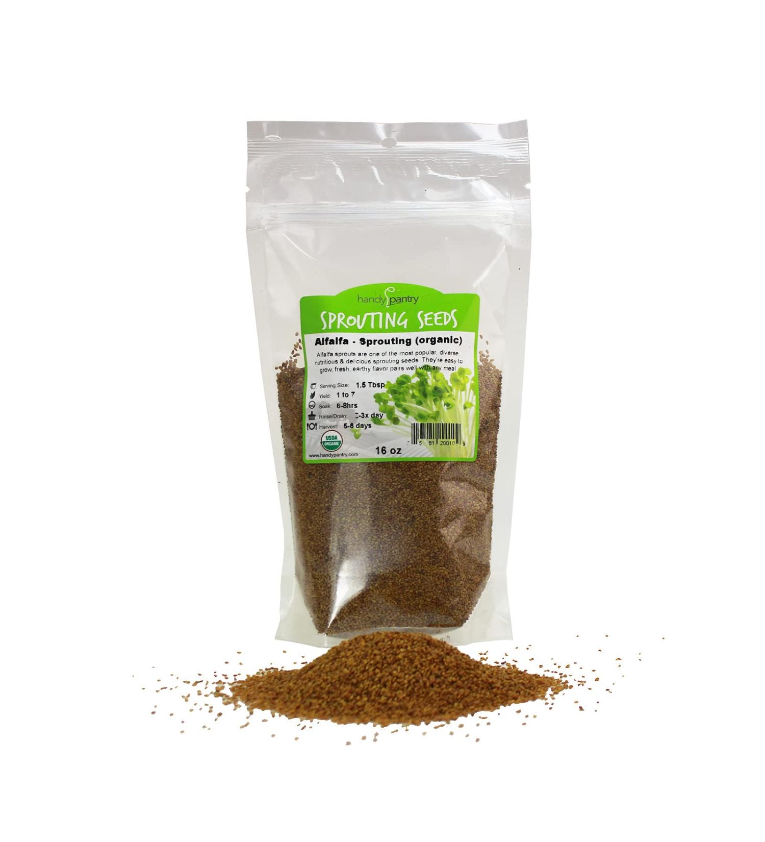 Organic Certified Alfalfa Sprout Seeds - 16 Oz - Perfect for Sprouting - Buy Online on GoSupps.com