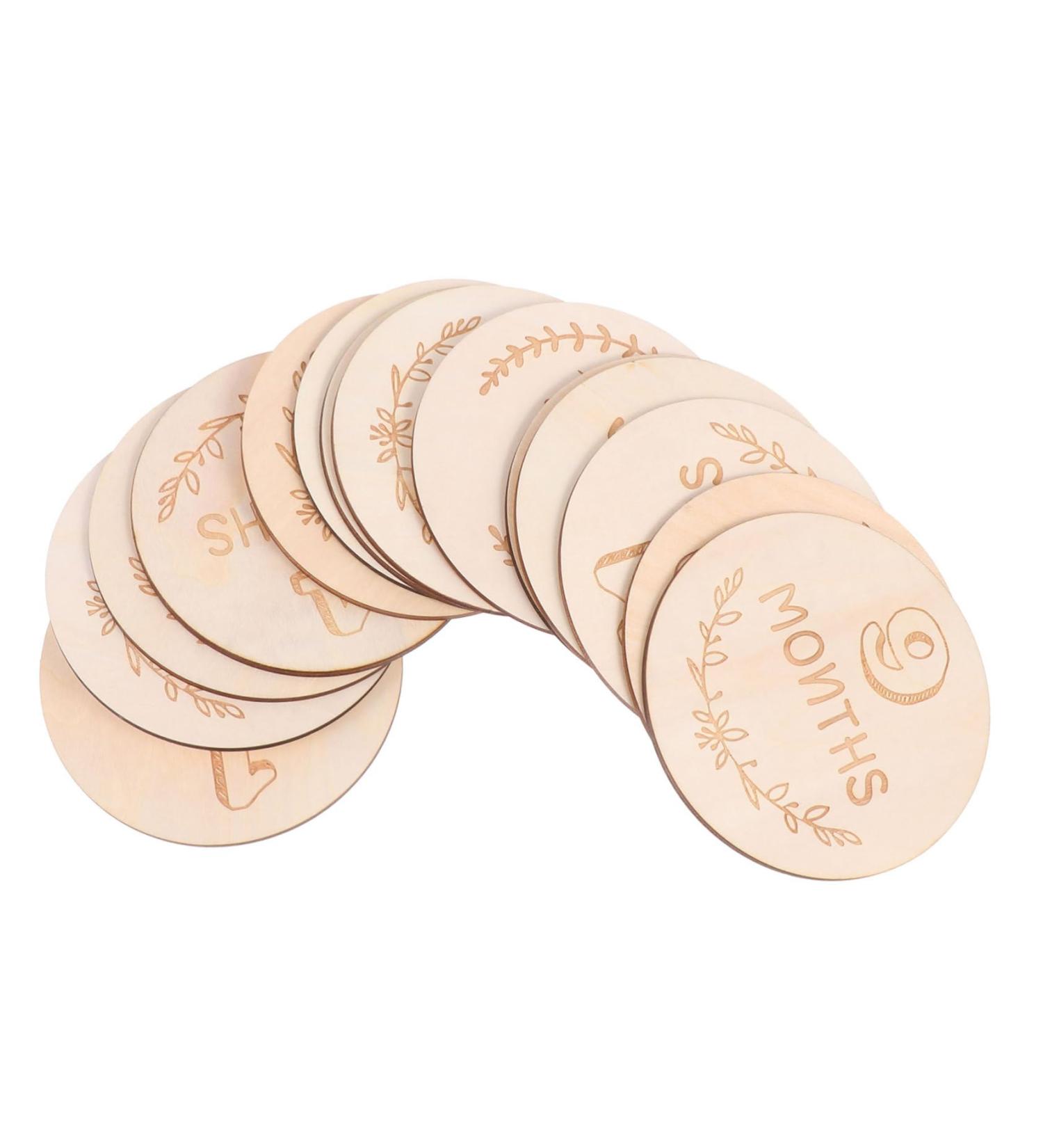 Ukcoco Baby Toys | 14-Piece Milestone Discs & Biting Toys for Newborns | Durable Wooden Baby Memory Set - Buy Online on GoSupps.com