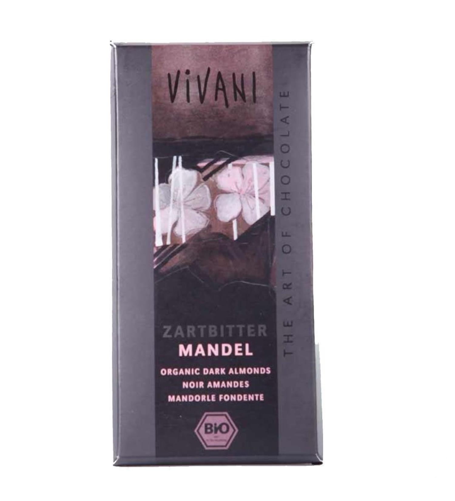 Vivani Organic Chocolate | Dark Choc & Almonds | 2 x 100g