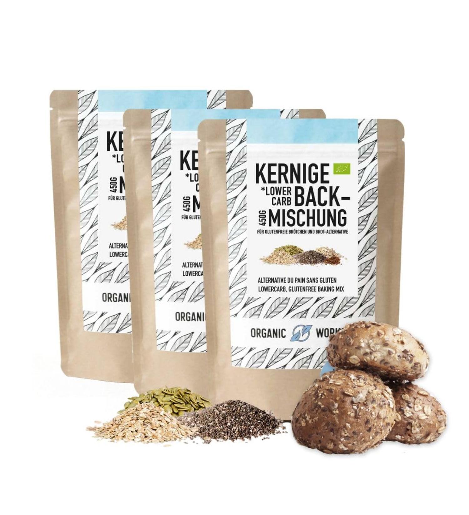 Buy Mainy Lower-Carb-Brotback Mixture - Organic Vegan Gluten-Free Seed Bread (3x450g) | Protein-Rich Cereal-Free for Healthy Living - Buy Online on GoSupps.com