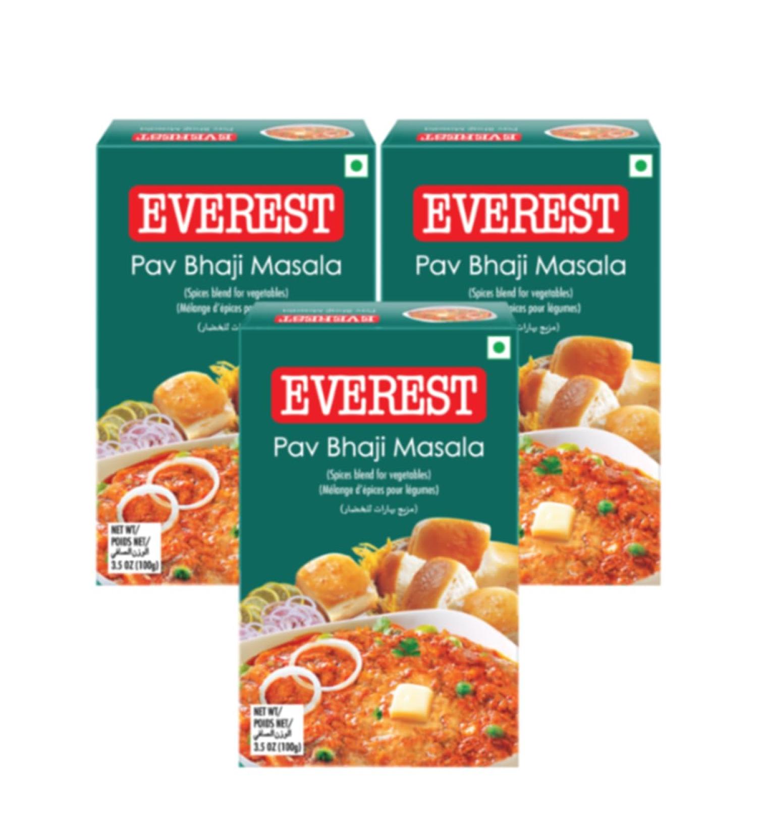 Everest Various Seasoning Masala Powder - A Mixture of Spices Adds Taste - Aromatic & Enhances the flavor of the meal - Simplifies & Speeds Up The Cooking Process (Pav Bhaji Masala 100g Pack of 3)
