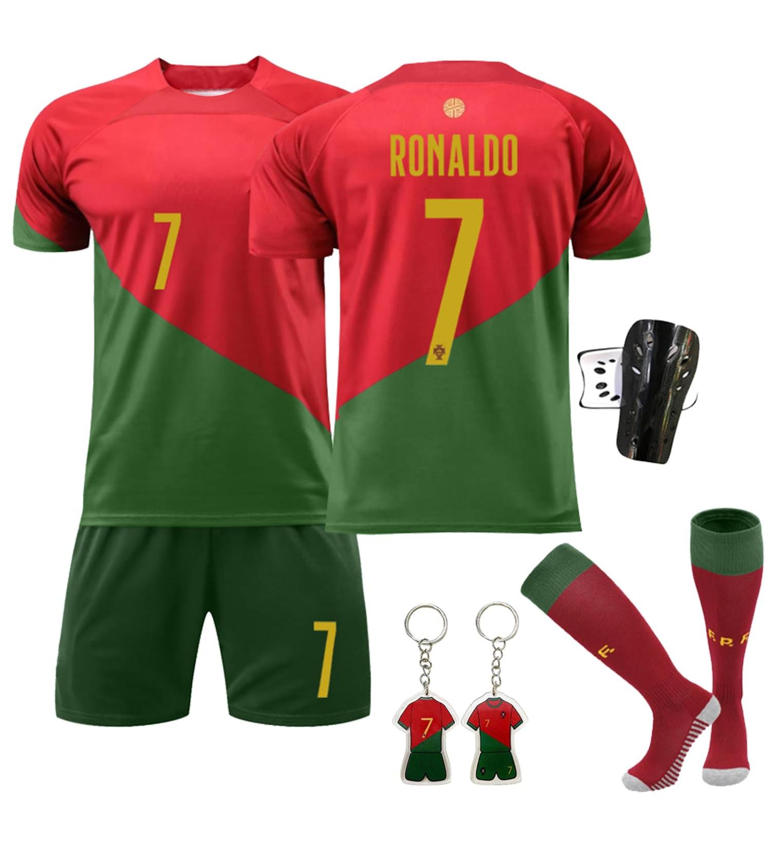 Ronroned No. 7 Red Football Jersey Set for Kids & Adults | Short Sleeve Jersey & Shorts with Socks - Premium Quality Football Gear - Buy Online on GoSupps.com
