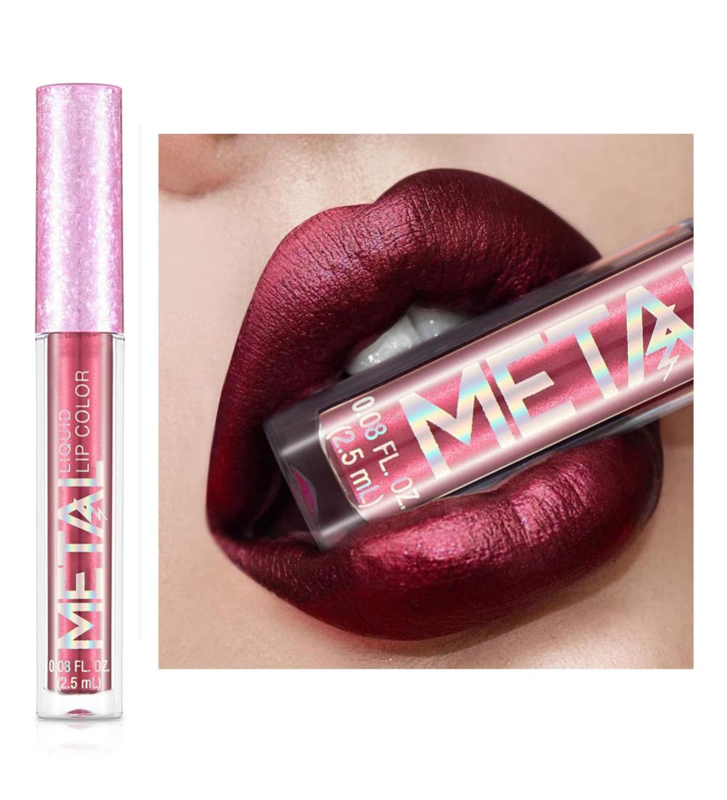 Allbesta Metallic Shimmer Glitter Lipgloss | Waterproof Liquid Lipstick - Long-lasting Chili Mauve | Shop Internationally - Buy Online on GoSupps.com