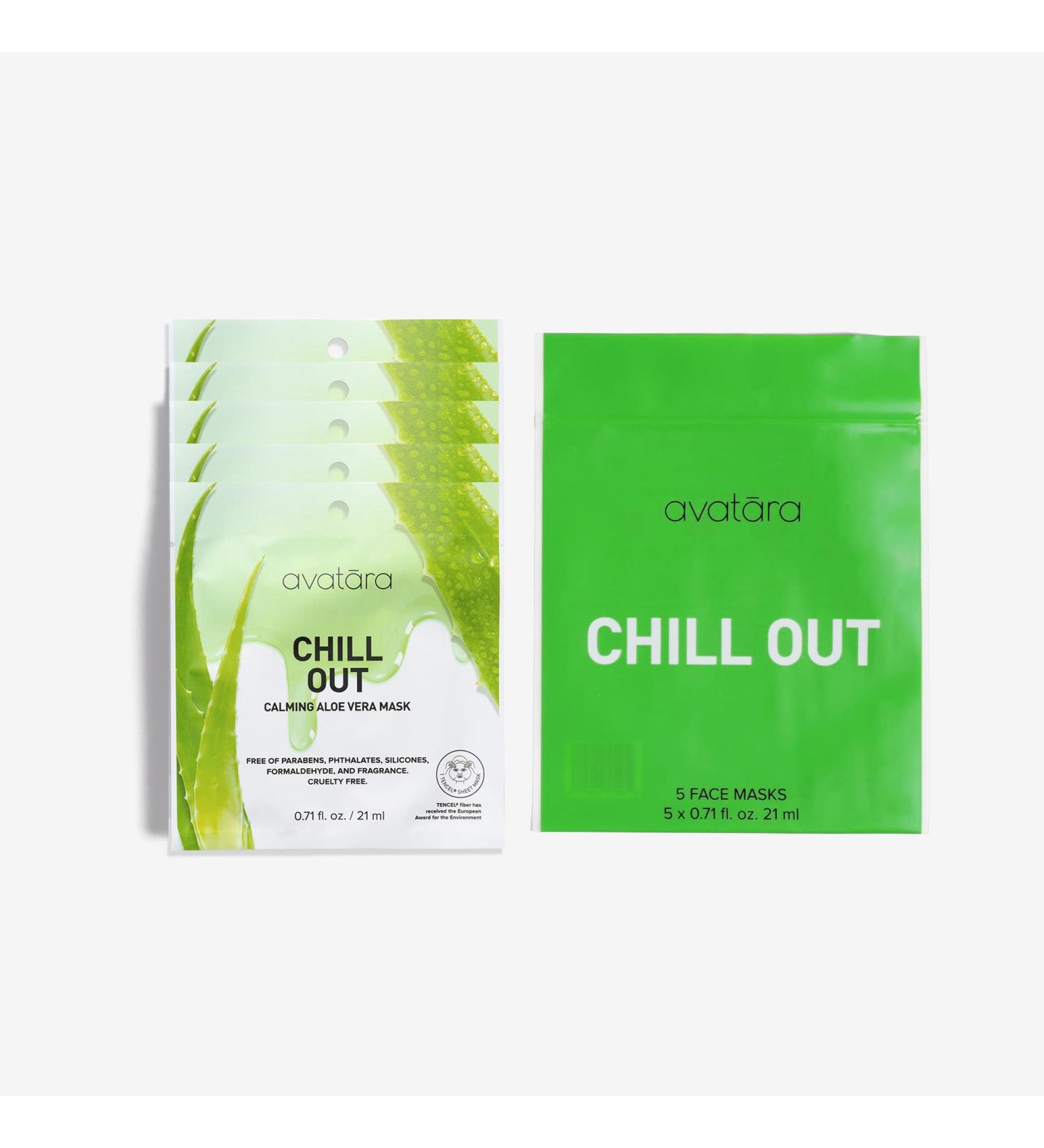 Avatara Chill Out Sheet Masks for Stressed Skin - Hyaluronic Acid & Aloe Infused (5 Sheets) - Facial Skincare Set - Buy Online on GoSupps.com