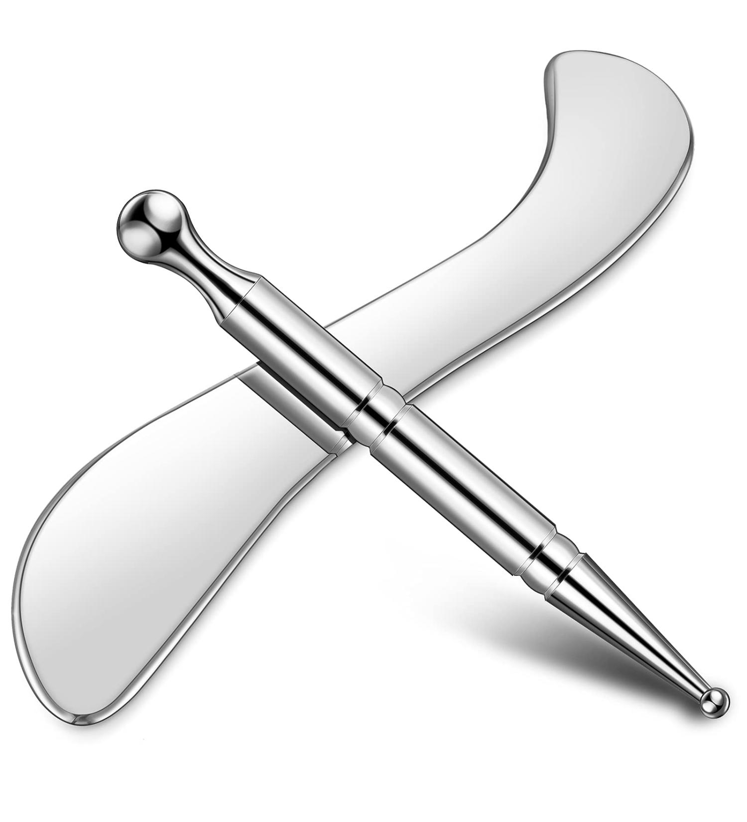 Stainless Steel Deep Tissue Gua Sha Massage Tool for Full Body Relaxation - Acupuncture Pen Scraping Tool - Self-Massage Acupressure Bar (F Shape) - Buy Online on GoSupps.com