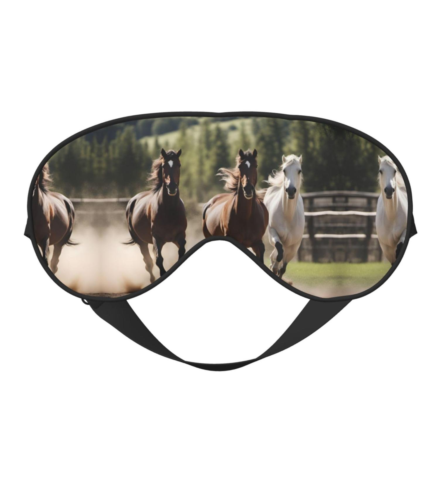 SSIMOO Three Running Horses Soft Sleep Eye Mask - Breathable Black Eye Patch for Women | Perfect for Travel & Relaxation - Buy Online on GoSupps.com