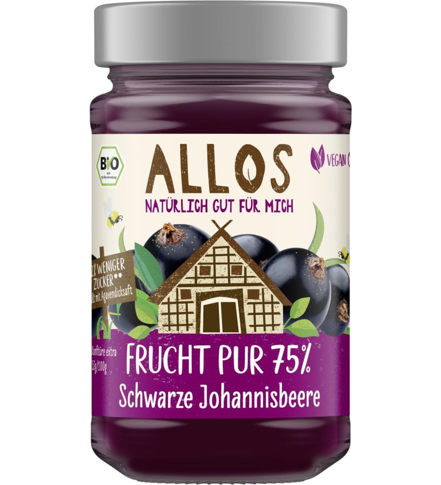 Allos Pure Fruit 75% Blackcurrant 2 x 250 g