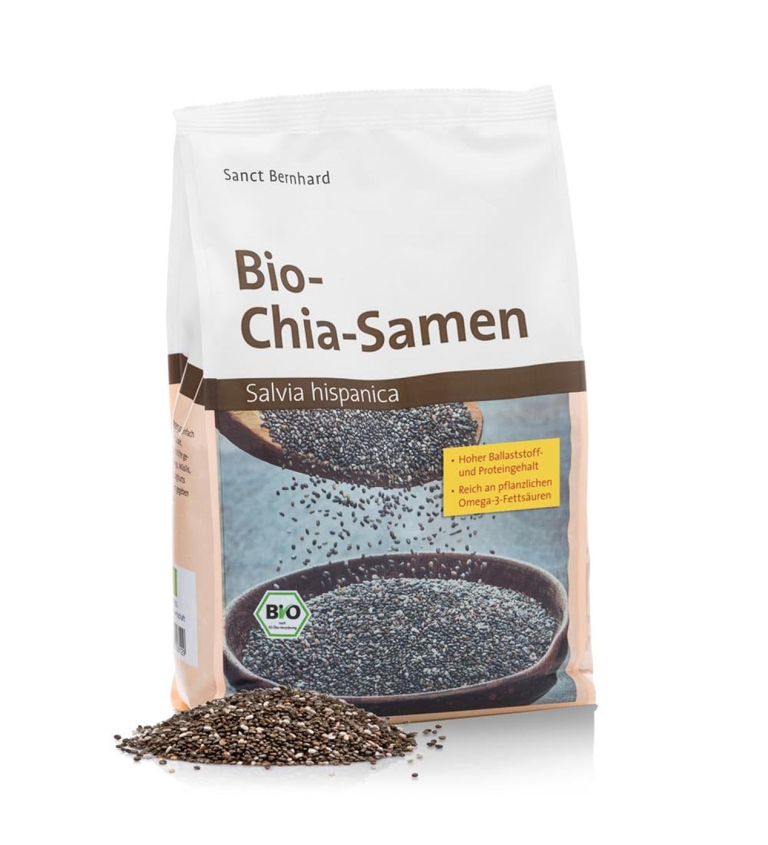 Buy Sanct Bernhard Organic Chia Seeds 1000g - Rich in Plant-Based Omega-3 Fatty Acids | International Shipping Available - Buy Online on GoSupps.com