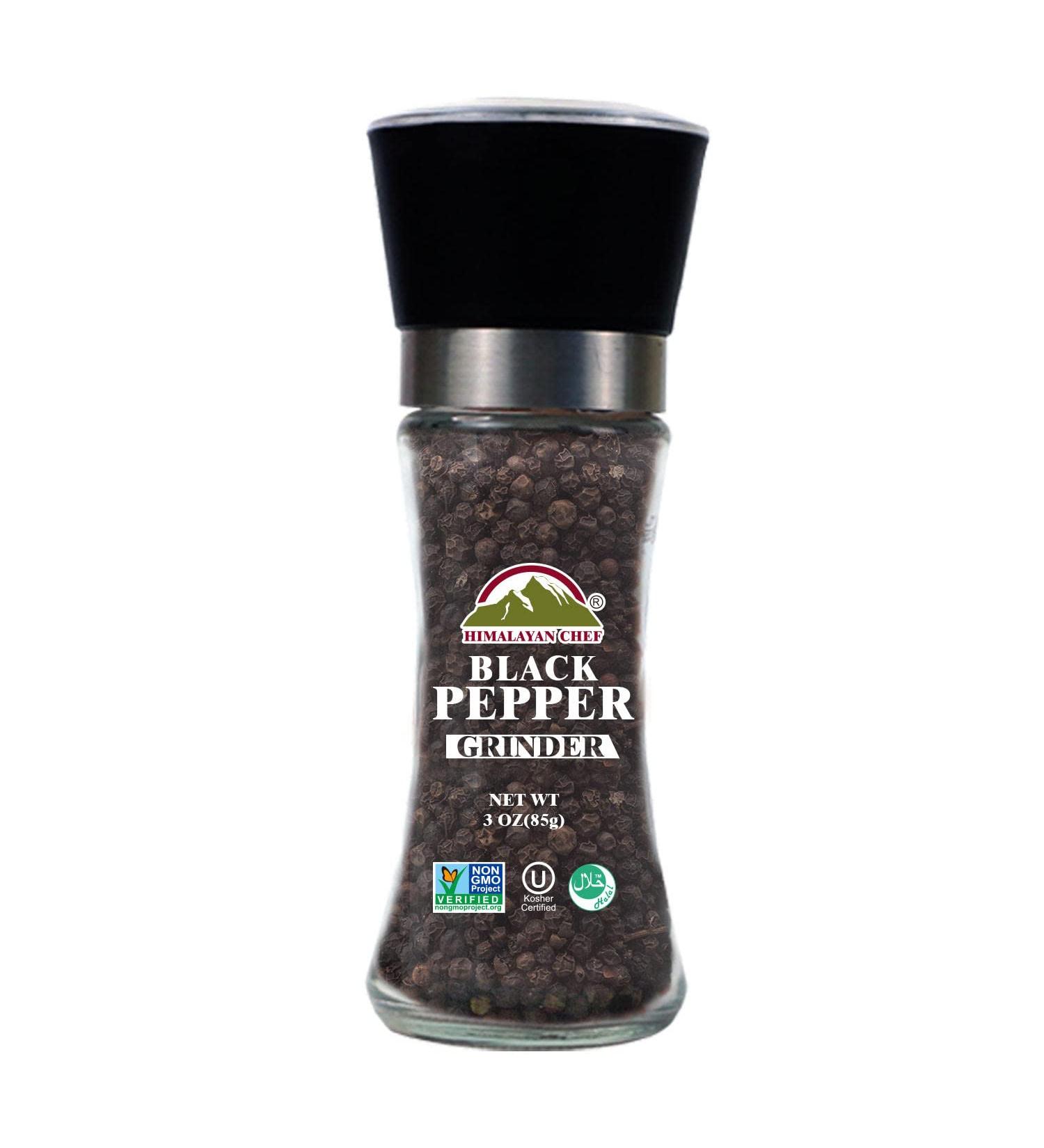 Himalayan Chef 100% Whole Black Peppercorn Grinder - 3oz Medium Grind - Buy Online on GoSupps.com