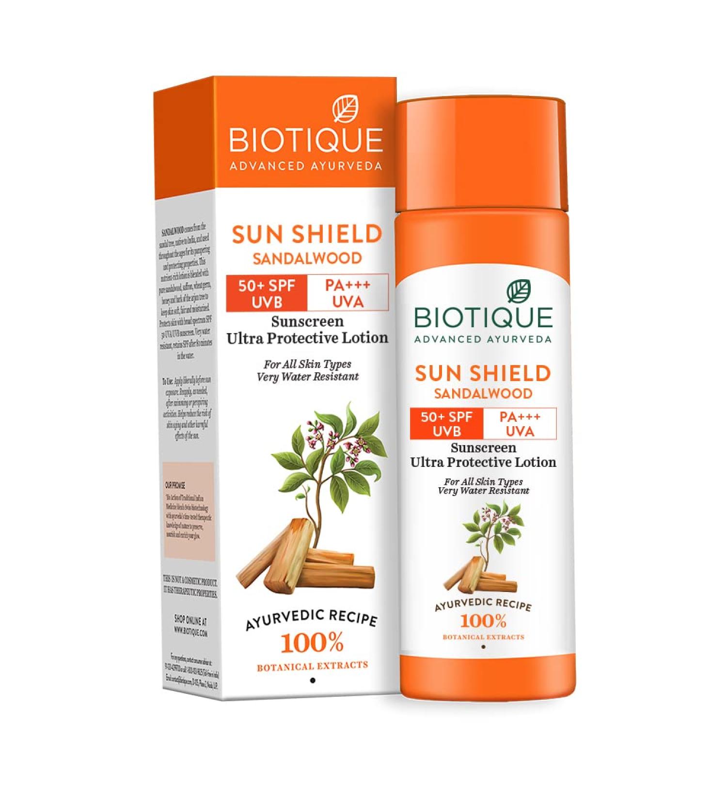 Biotique Sandalwood 50+ SPF UVA/UVB Sunscreen Face Cream - 120ml/4.06fl.oz - Buy Online on GoSupps.com