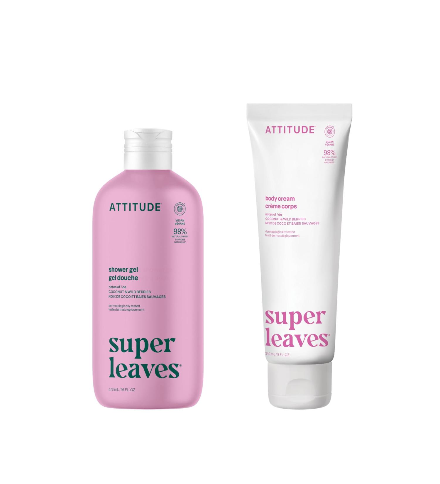 Bundle of ATTITUDE Body Wash, EWG Verified, Dermatologically Tested, Plant and Mineral-Based, Vegan Personal Care Products, White Tea Leaves, 16 Fl Oz + Body Cream, White Tea Leaves, 8 Fl Oz - Buy Online on GoSupps.com