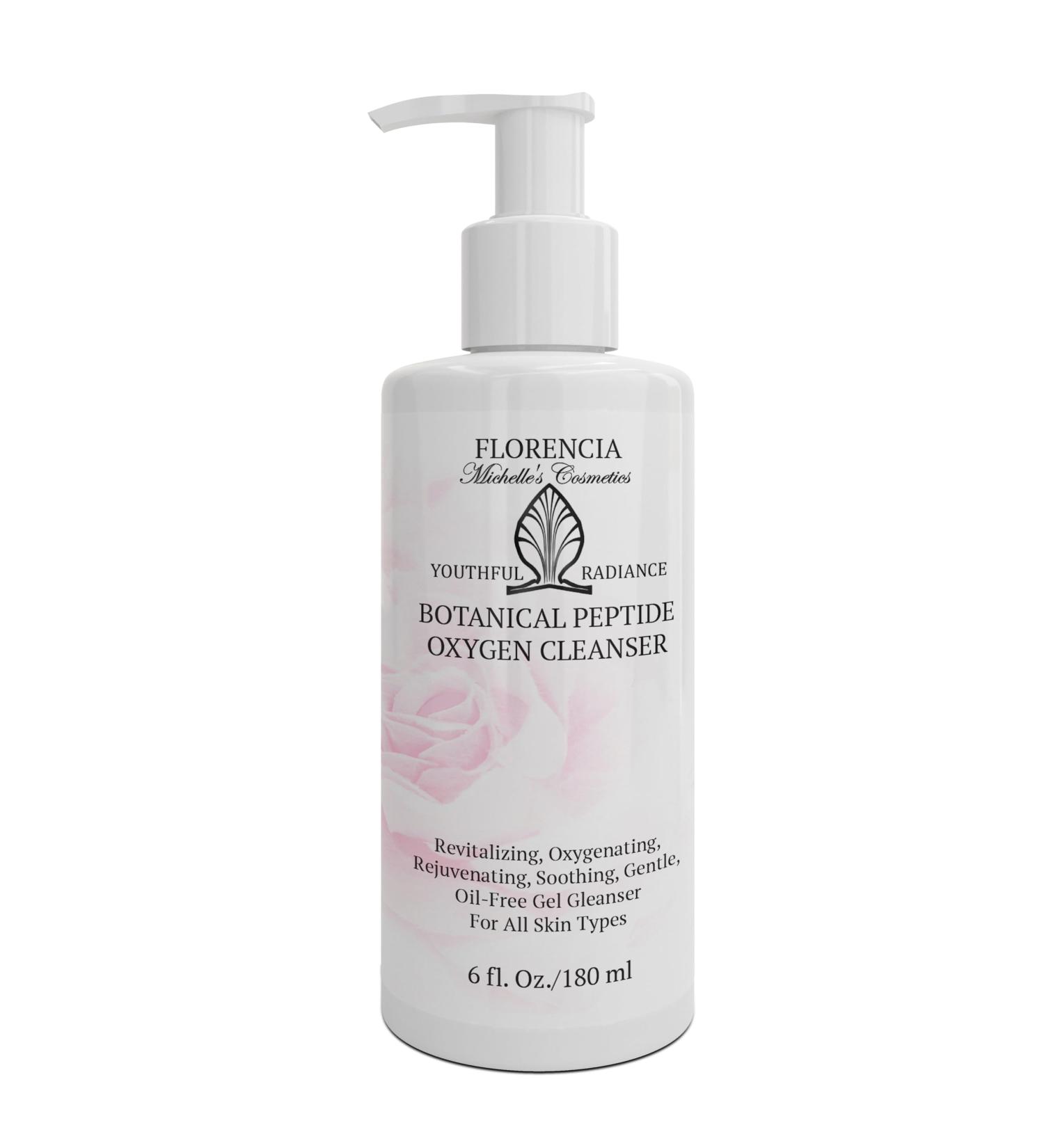 Florencia Botanical Peptide Oxygen Cleanser - Oil-Free Daily Foaming Gel Face Wash for Dry Oily or Sensitive Skin - With Peptides Botanicals Glycoproteins - Revitalizing Cleanser 6 oz - Buy Online on GoSupps.com