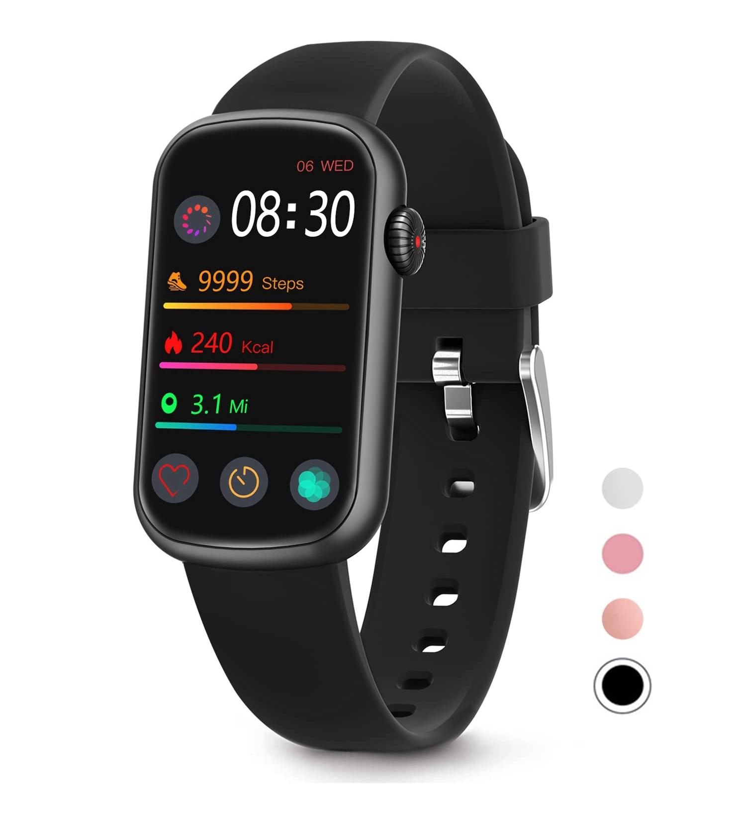 MorePro Women's Waterproof Fitness Tracker with Heart Rate Monitor, Blood Pressure, Blood Oxygen, and Sleep Tracking - Dark Black - Buy Online on GoSupps.com