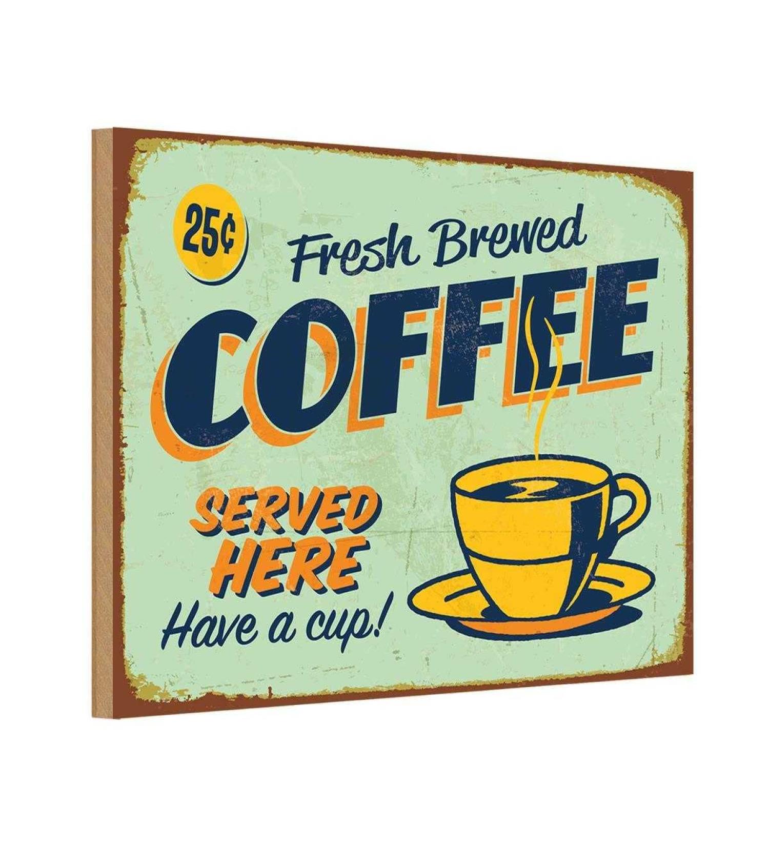 vianmo Wooden Wall Sign 18 x 12 cm Coffee Fresh Brewed Coffee Served - Buy Online on GoSupps.com