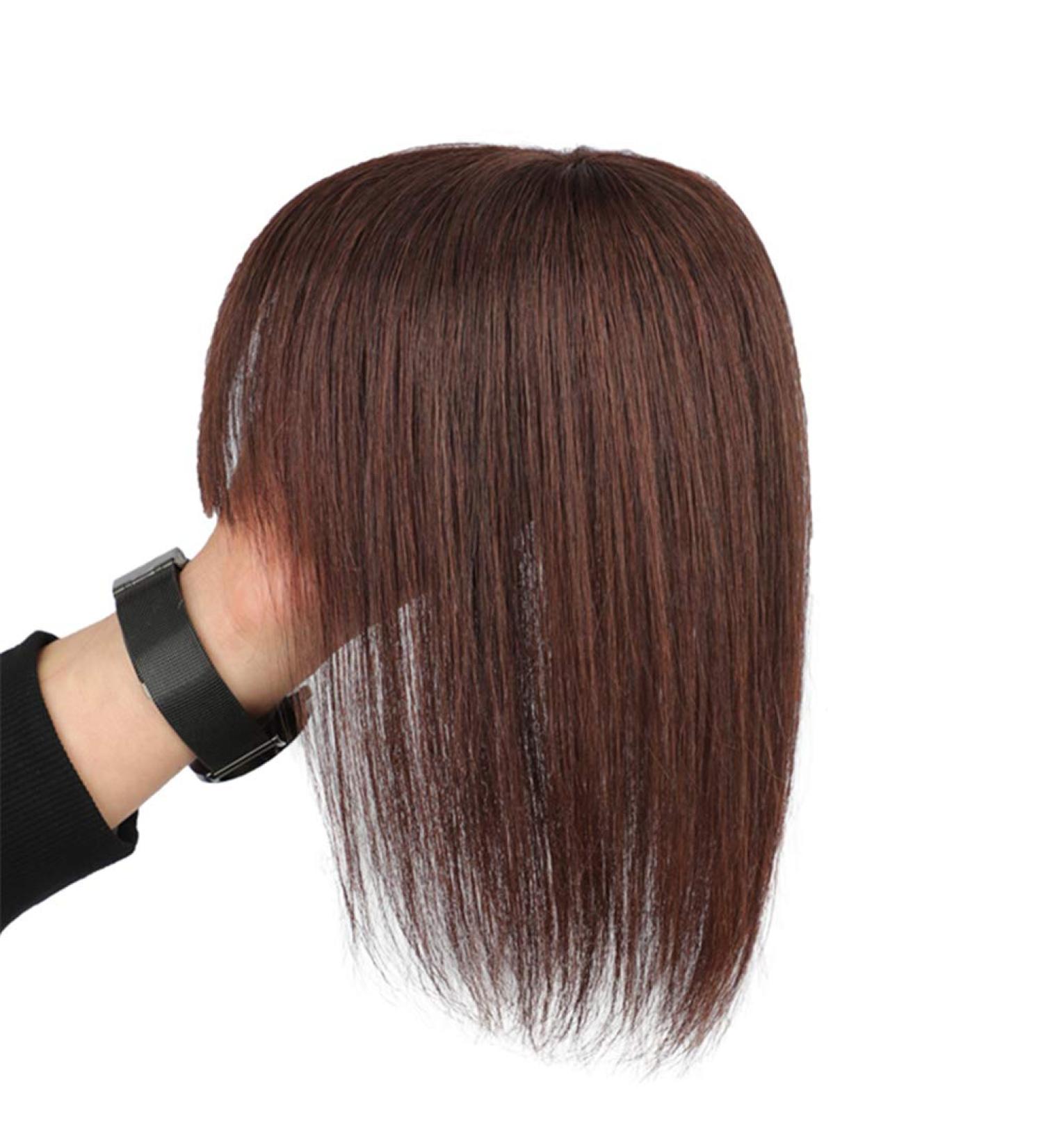 Remy Human Hair Clip In Bangs Crown Hairpieces for Women with Thinning Hair