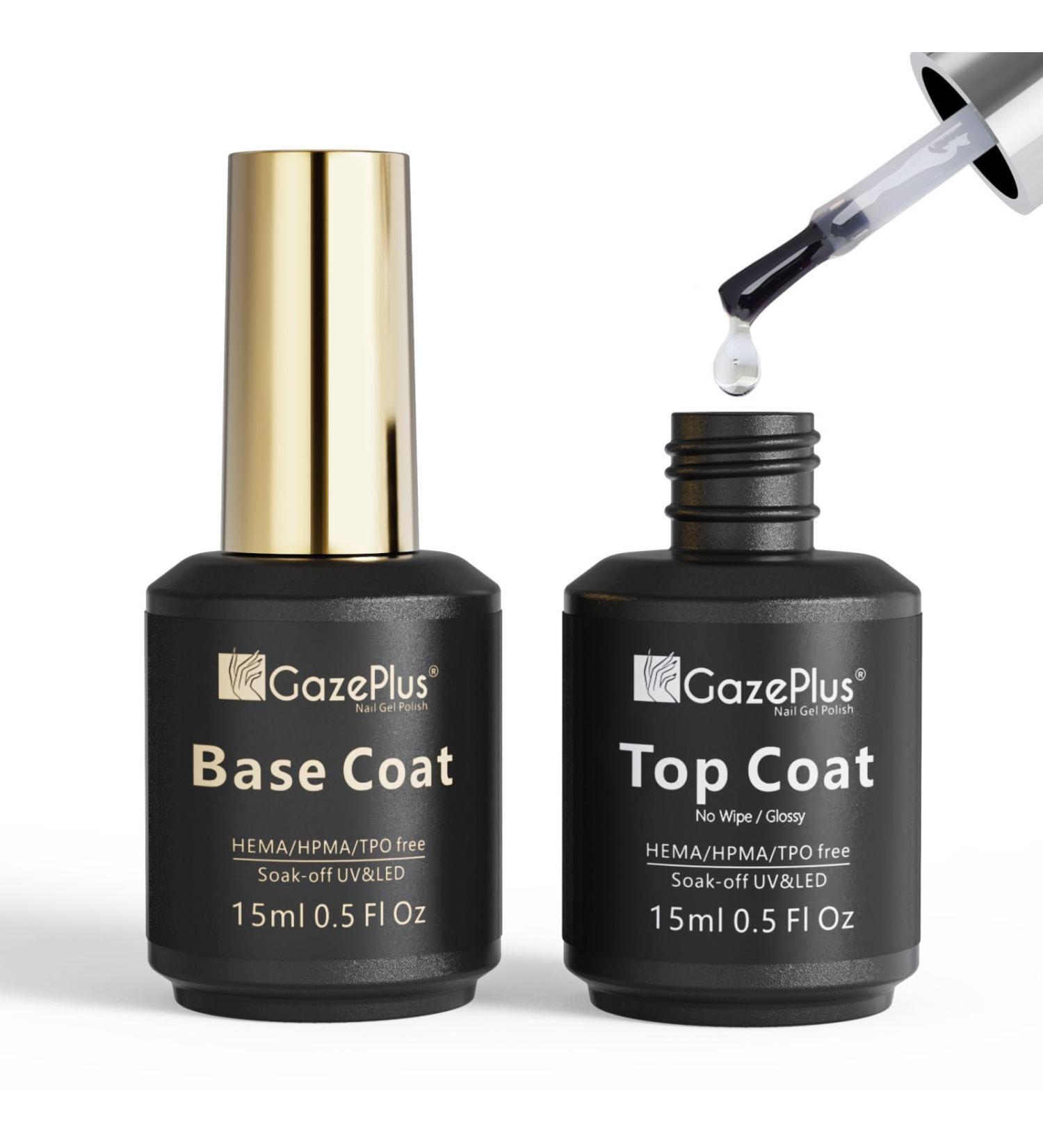 2 Pcs 15ml No Wipe Gel Top Coat & Base Coat Set - Hema-Free Long Lasting Glossy Finish for Nail Art - Perfect Gift for Women & Nail Salons - Buy Online on GoSupps.com