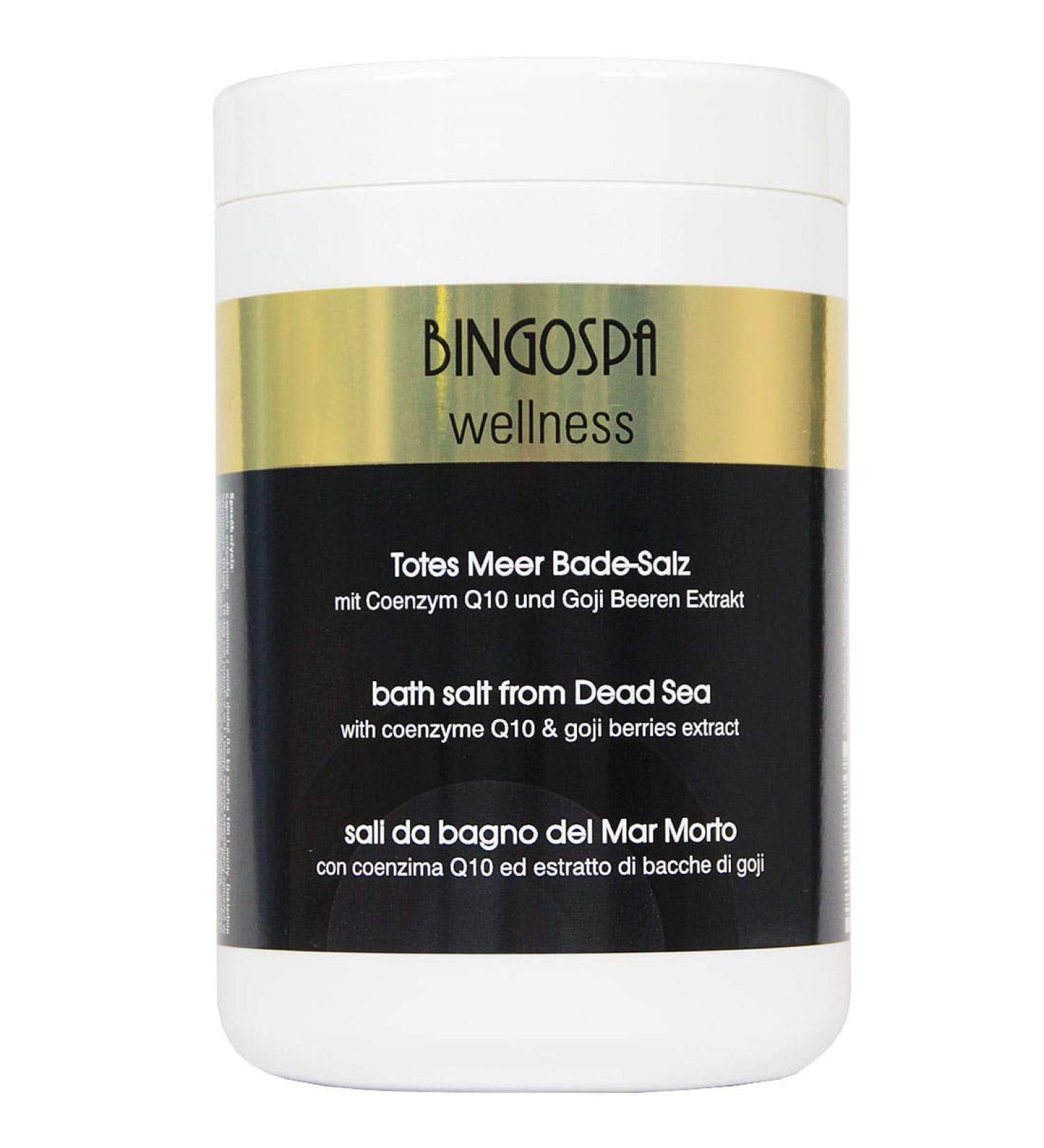 Premium Dead Sea Bathing Salt with Coenzyme Q10 & Goji Berry Extract - 1000g for Cellulite Acne Cracked Heels | Bingospa Wellness - Buy Online on GoSupps.com