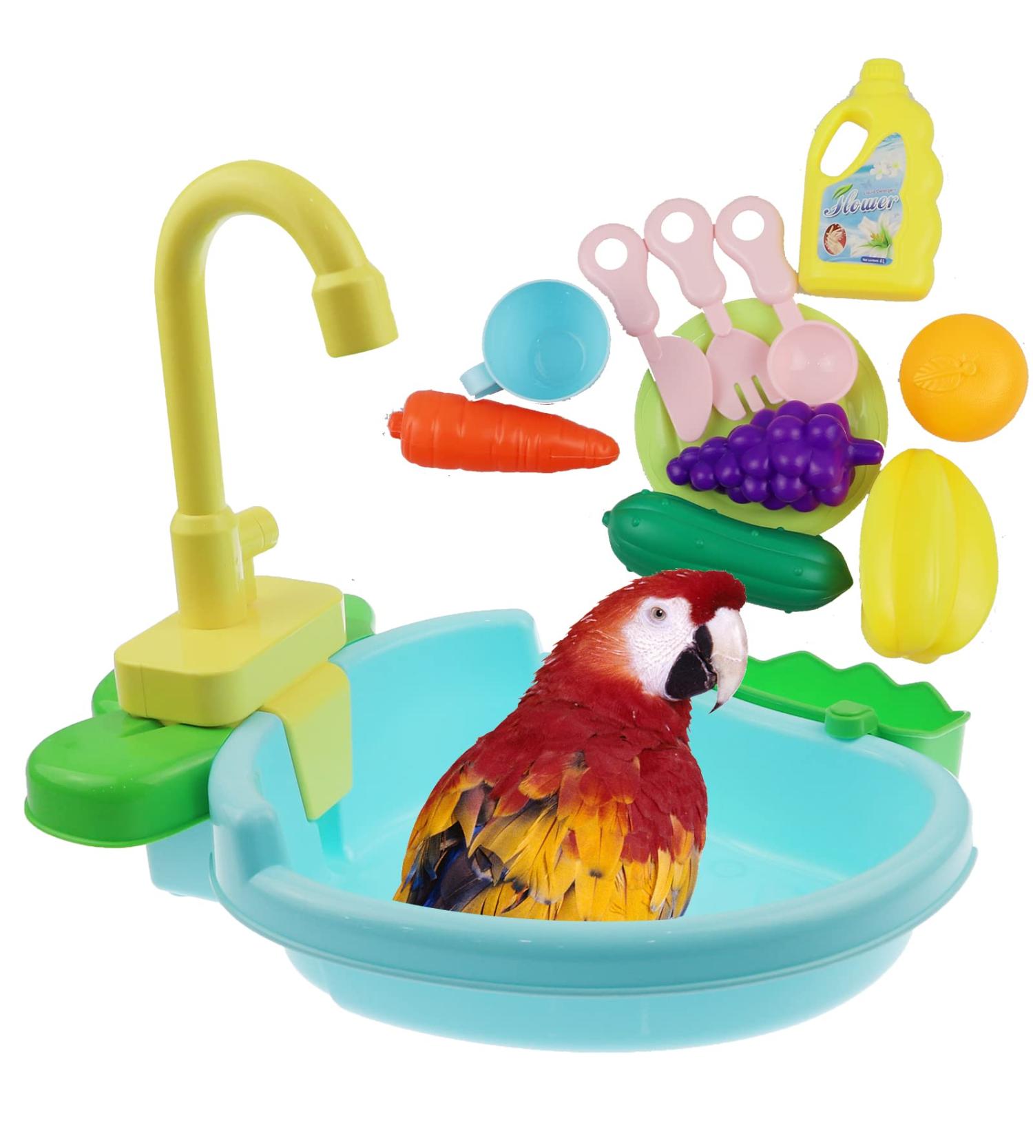 Toysructin Bird Parrot Bathtub - Automatic Bird Bathroom Accessories for Small to Medium Birds - Bird Shower Bowl Set - Buy Online on GoSupps.com