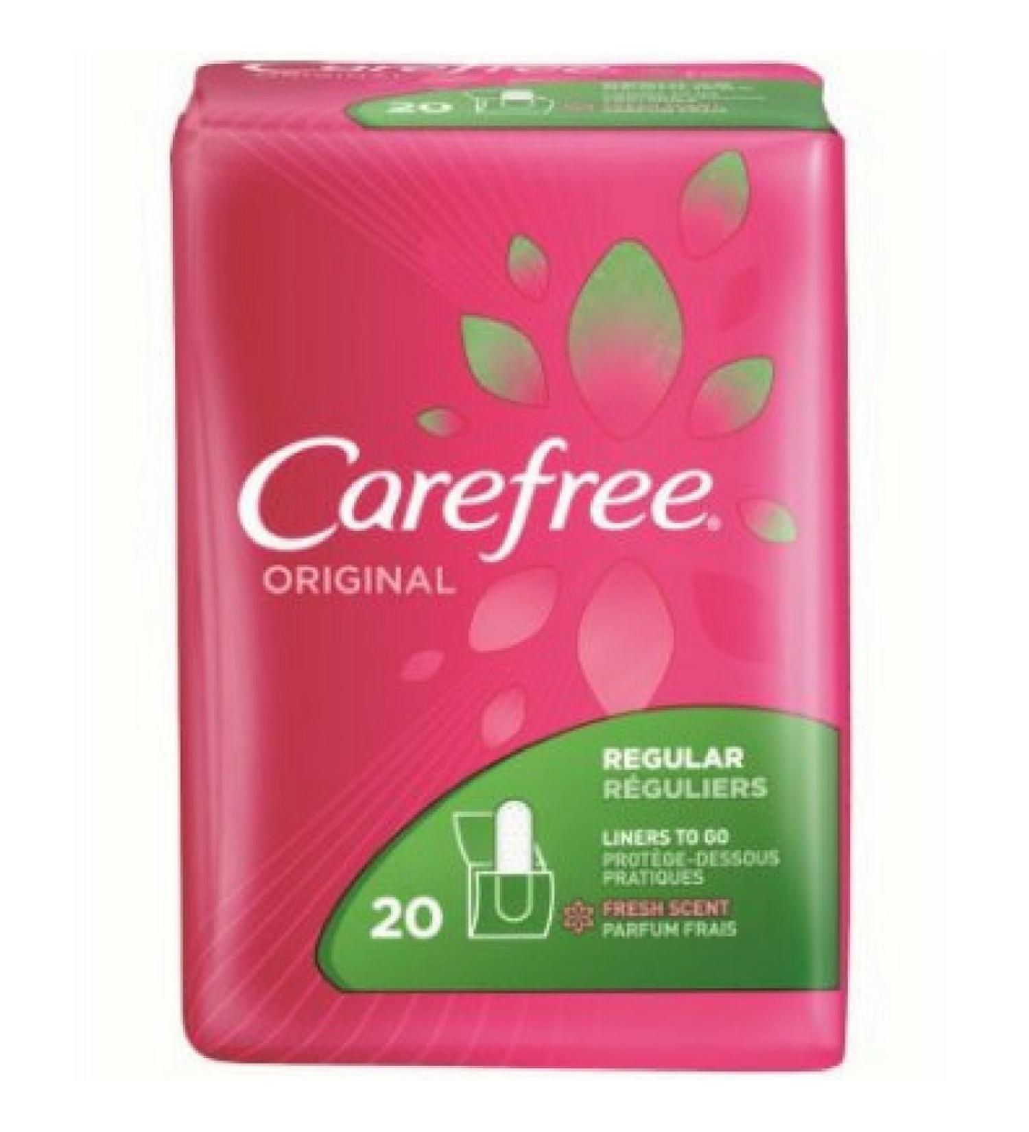Carefree Original Regular to-Go Pantiliners, Fresh Scent 20 ea (3 Pack)