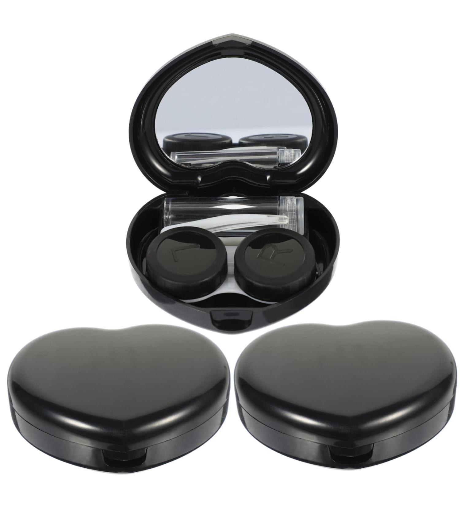Partykindom Contact Lens Storage Case - Stylish Black Mussel Shell Organizer for Colored Lenses - Compact 7.2x5.8x2cm Lens Holder & Tool - Buy Online on GoSupps.com