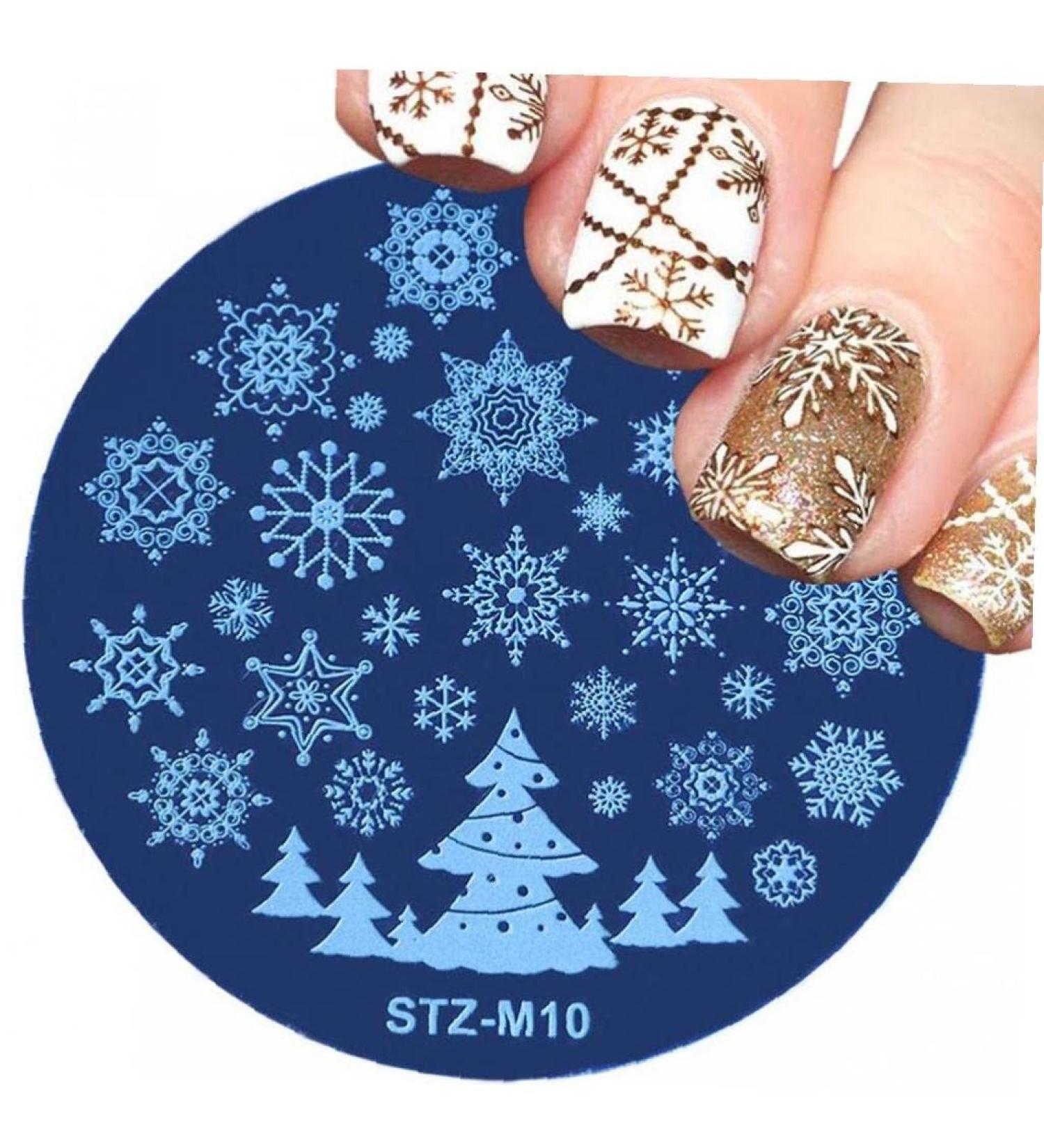 1Pcs Christmas Nail Stamping Plate - Snowflakes & Skull Polish Template for Perfect Manicure - Buy Online on GoSupps.com