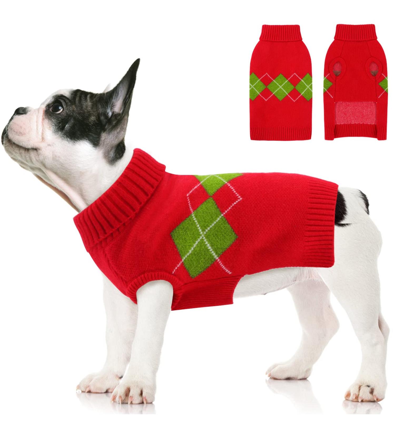 Christmas Dog Sweater - Warm Turtleneck Knitting for Medium-Sized Dogs & Cats | XL Red Sweater - Buy Online on GoSupps.com