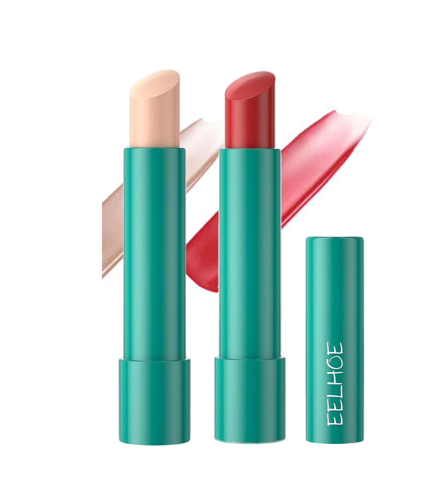 2Pcs Hydrating Lip Tint - Long-lasting Plumping Tinted Lip Balm & Moisturizing Gloss - Non-Sticky Anti-Cracking Treatment for Women & Girls (Red Rose & Clear White - Buy Online on GoSupps.com