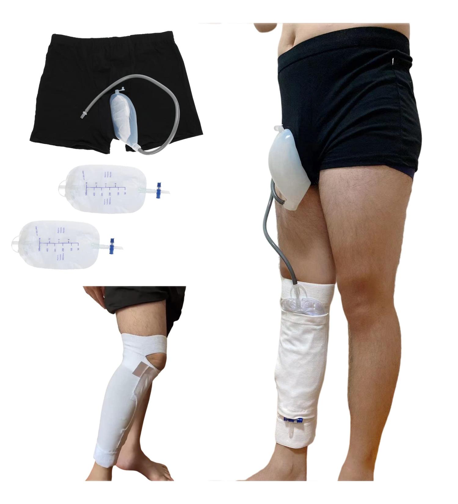 Portable Male Urinal Bag - Elastic Waistband Catheter Holder & Leg Bag for Men - Comfortable & Wearable Urine Collection Device (L - Buy Online on GoSupps.com