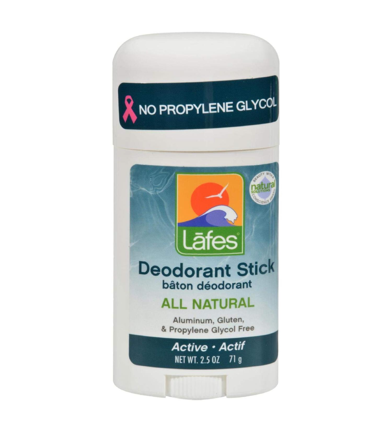 Lafes Natural Crystal Natural and Organic Deodorant Stick Active 2.50 oz