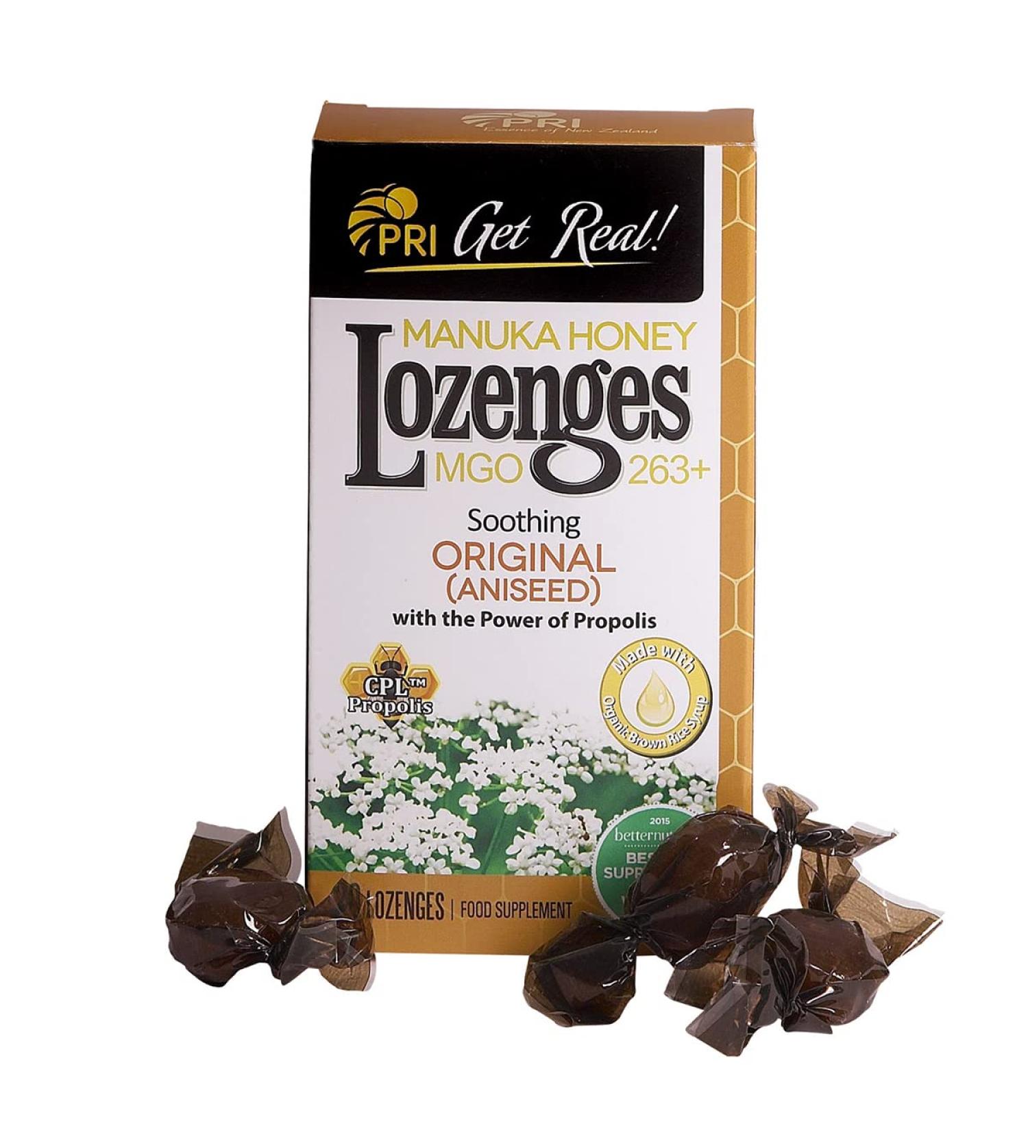 PRI Manuka Honey Lozenges with Propolis - Soothing Cough & Throat Drops, MGO 263+ Certified, Original Aniseed, 20 Count - Buy Online on GoSupps.com