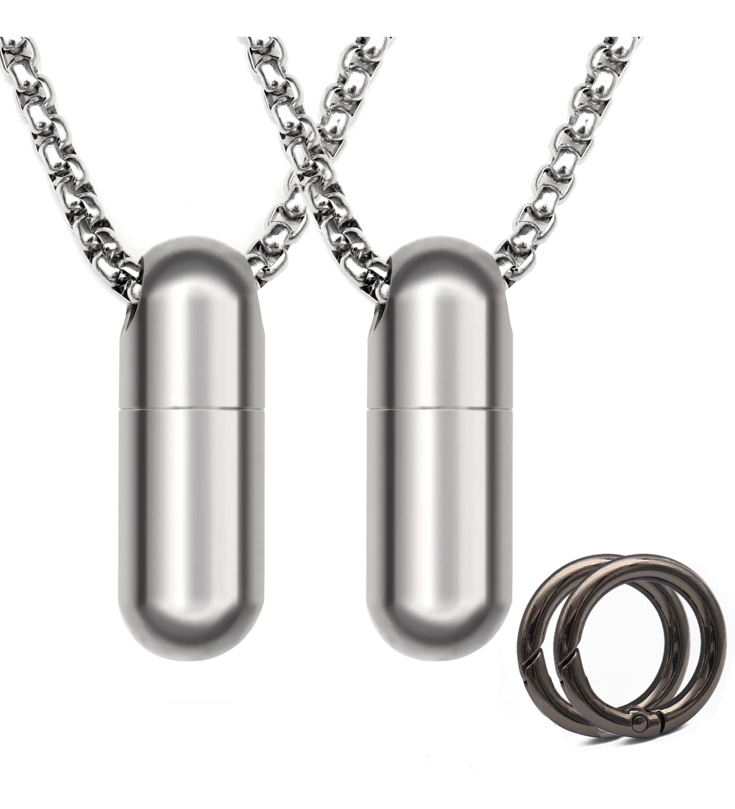 Titanium Pill Case Necklace & Keychain - Waterproof Tiny Pill Holder for Men | Micro Emergency Aspirin & Nitro Fob Box - TC11 (2-Pack - Buy Online on GoSupps.com