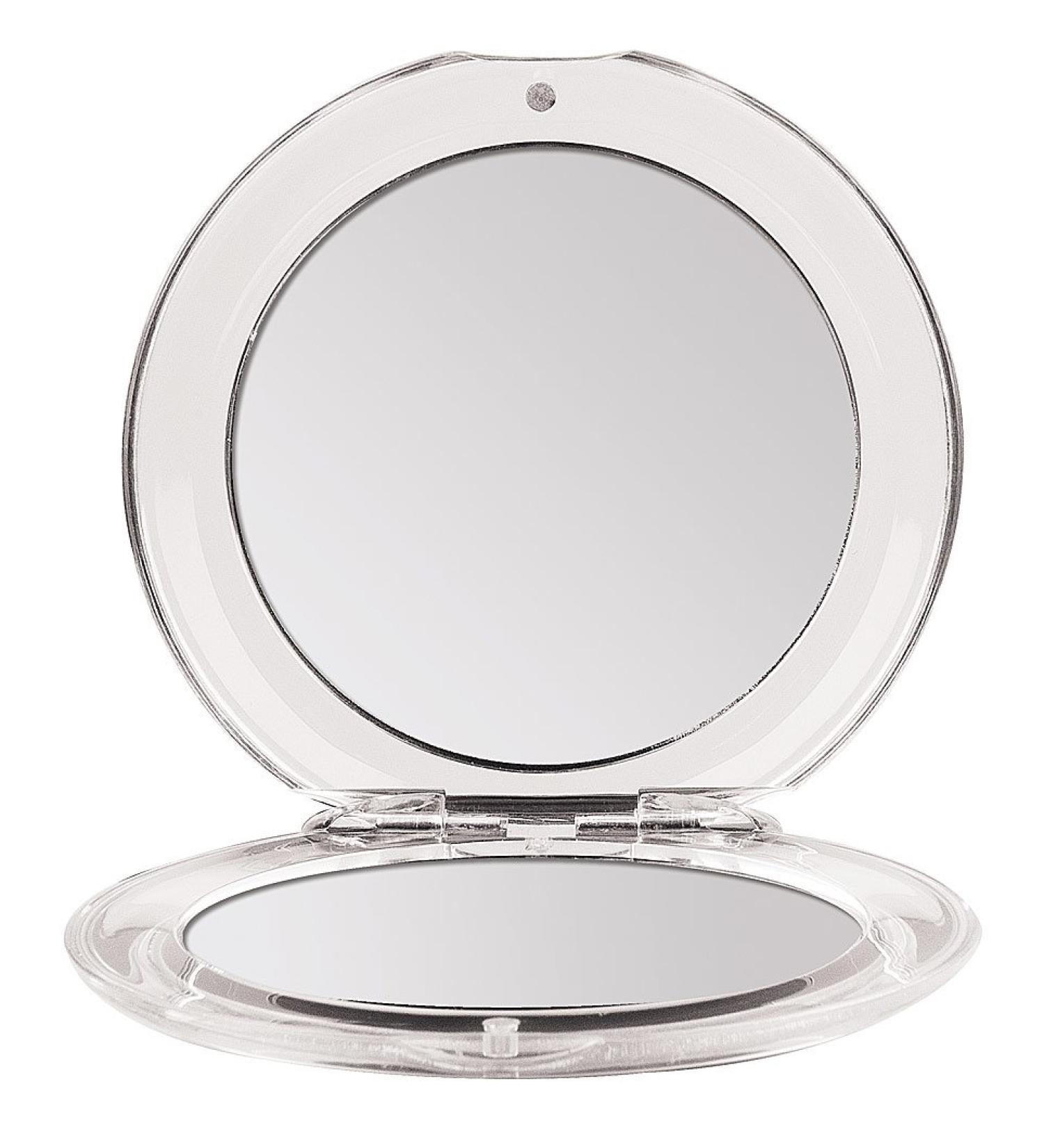 Foldable round double pocket mirror Kosmetex 8.5 cm with 3x magnification acrylic plastic