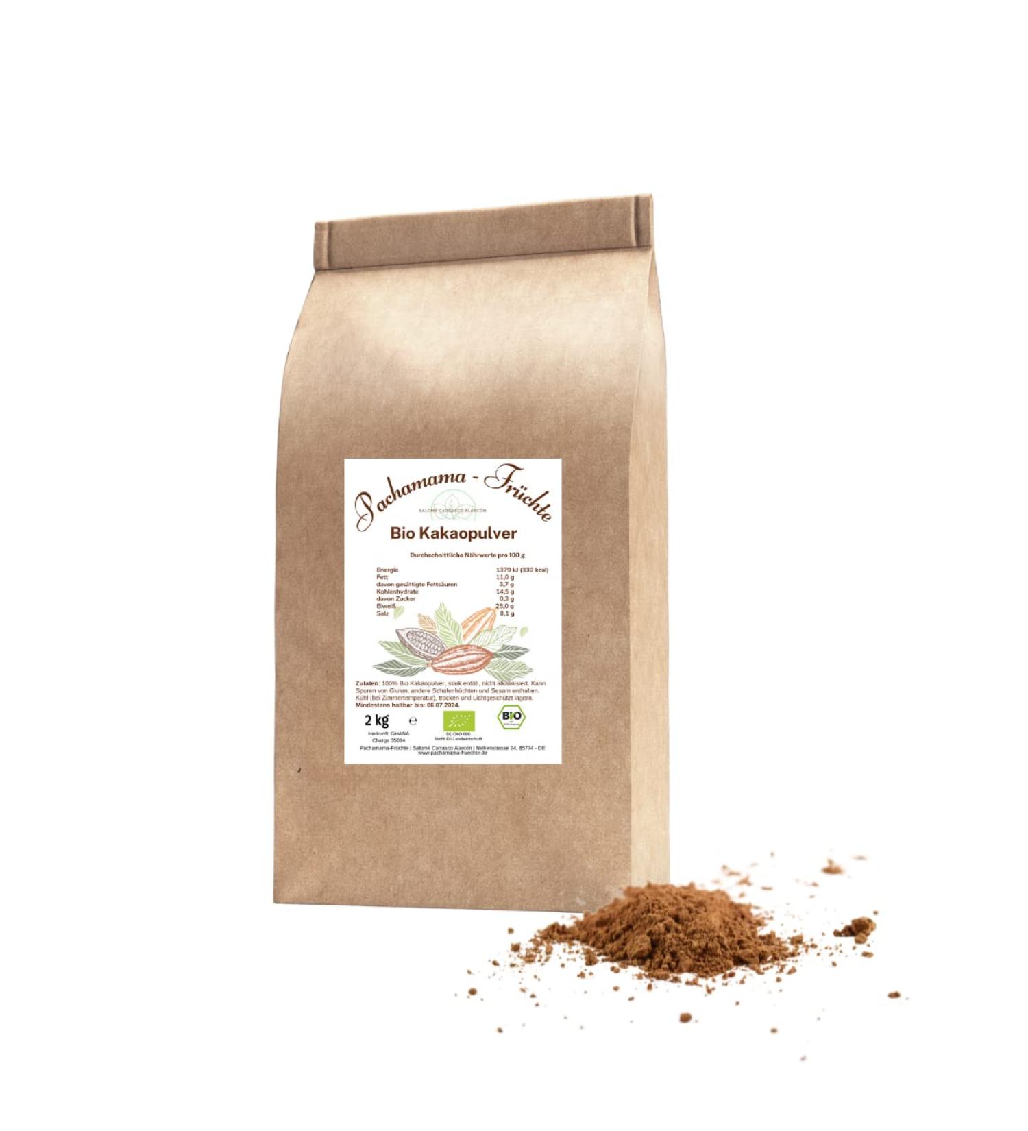 Pachamama-Fr chte Organic Cocoa Powder - 2kg - Highly Degreased No Additives Sugar Free Plastic Free Vegan Superfood