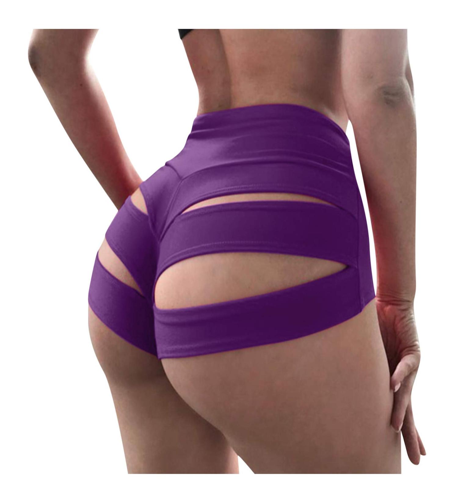 Wenzhou Gathered Buttocks Leggings for Women - Yoga Running & Fitness Studio Workout Tights in Violet - Buy Online on GoSupps.com