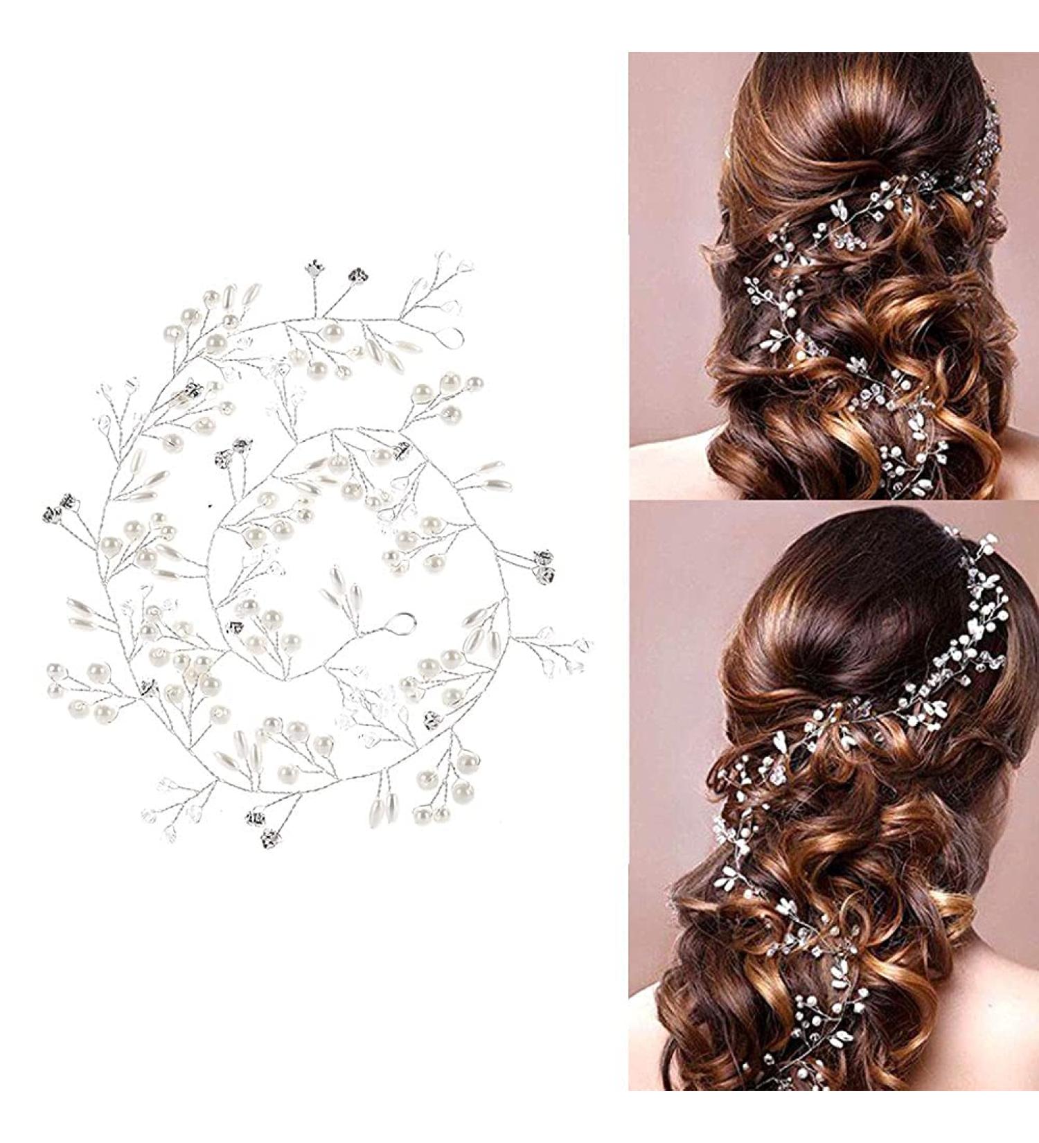 100 cm Wedding Hair Wire Bridal Hair Jewellery Rhinestone Headband and Headband with Crystal Headdress Head Cover for Women - Buy Online on GoSupps.com