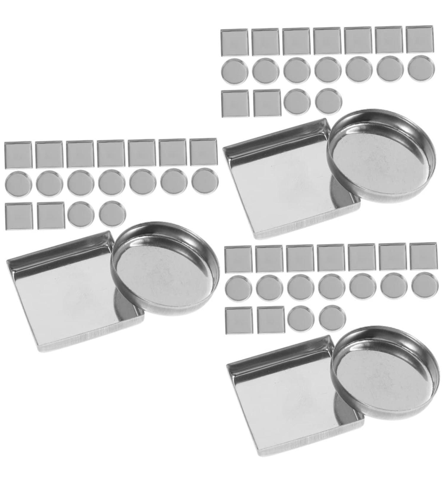 90 Pcs Aluminum Empty Blusher & Eyeshadow Palette Pans - Square Metal Makeup Container | 2.5x2.5cm - Buy Online on GoSupps.com