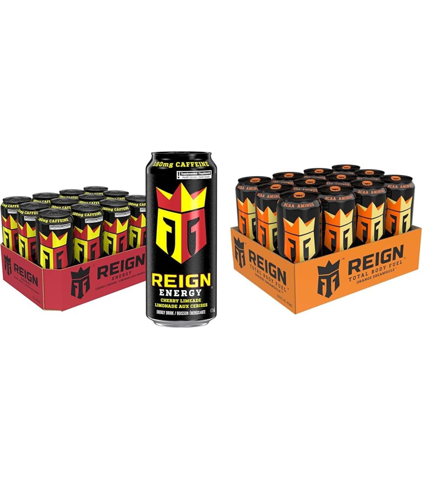 REIGN ENERGY Cherry Limeade 473mL Cans Pack of 12 & Energy Orange Dreamsicle 473mL Cans Pack of 12 DRINK + DRINK_FLAVORED REIGNOD - Buy Online on GoSupps.com