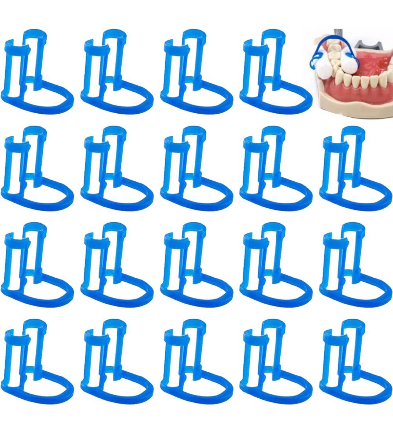 20 Pcs/Bag Cotton Roll Holder Clip Disposable Blue Clip for Dental Dentist Clinic Orthodontic Plastic Compact Clip - Buy Online on GoSupps.com