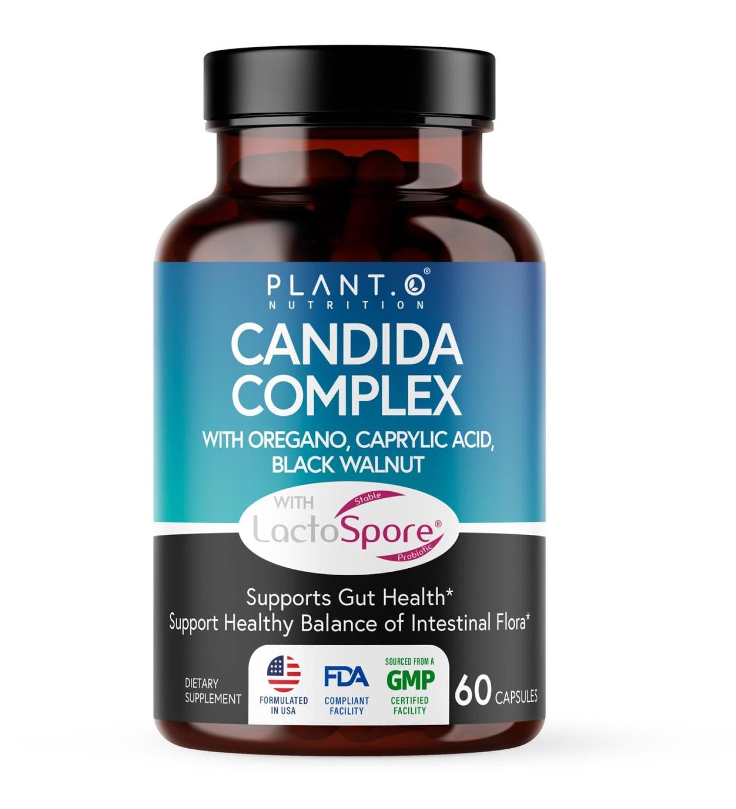 Potent Candida Cleanse Supplement Candida Complex with Oregano Caprylic Acid Black Walnut & Probiotics Supports Gut Health Digestion & Intestinal Flora - 60 Candida Support Capsules - Buy Online on GoSupps.com