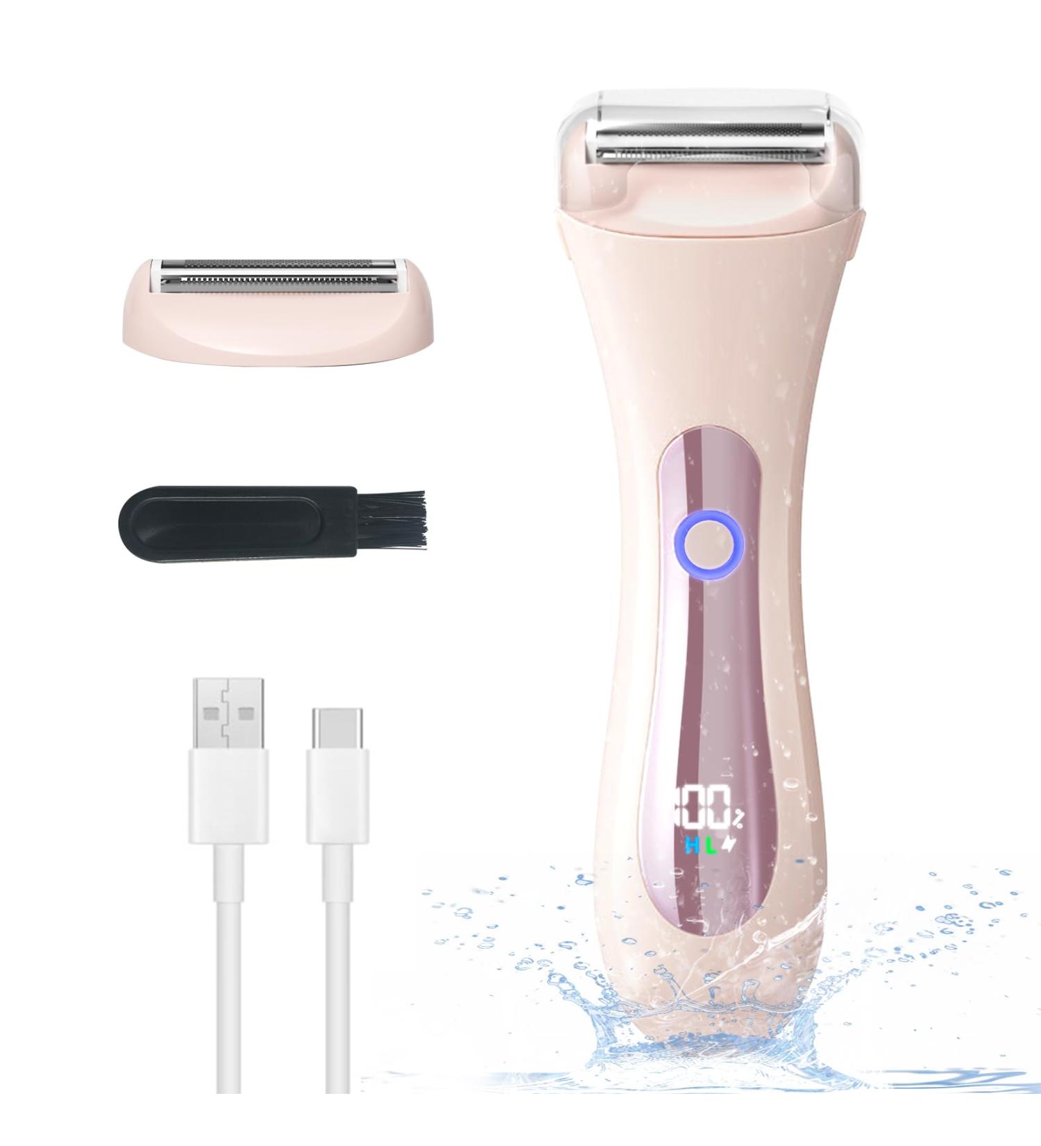 Buqikma Bikini Razors for Women - 3 in 1 Electric Shaver & Bikini Trimmer IPX7 Waterproof Painless Hair Removal for Legs & Arms - Pink - Buy Online on GoSupps.com