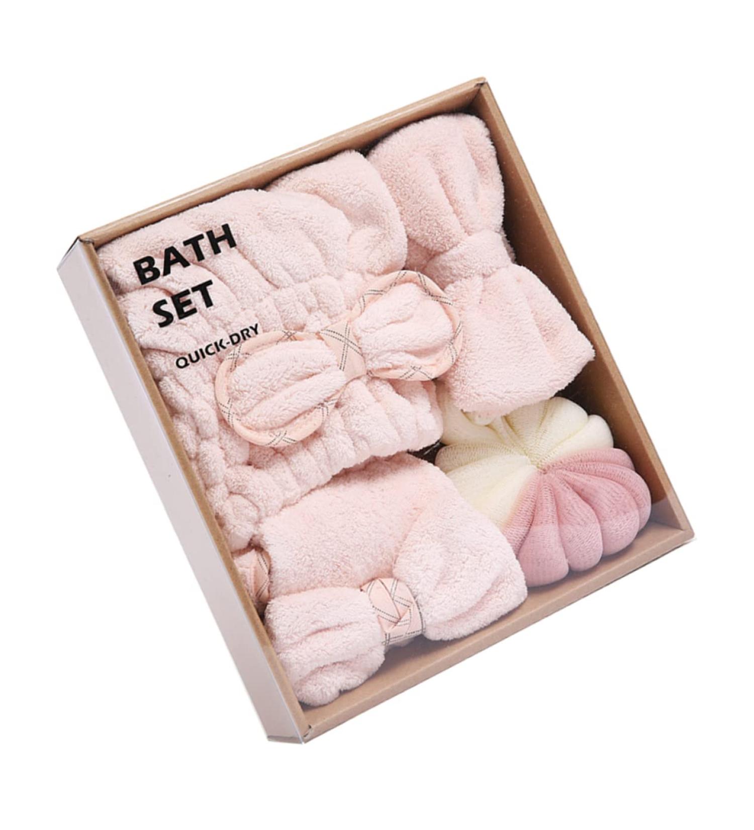 AUTSUPPL 1 Set Dry Hair Towel Set Fast Drying Hair Bathroom Shower Ball Body Sponge Twisted Yarn Pink - Buy Online on GoSupps.com