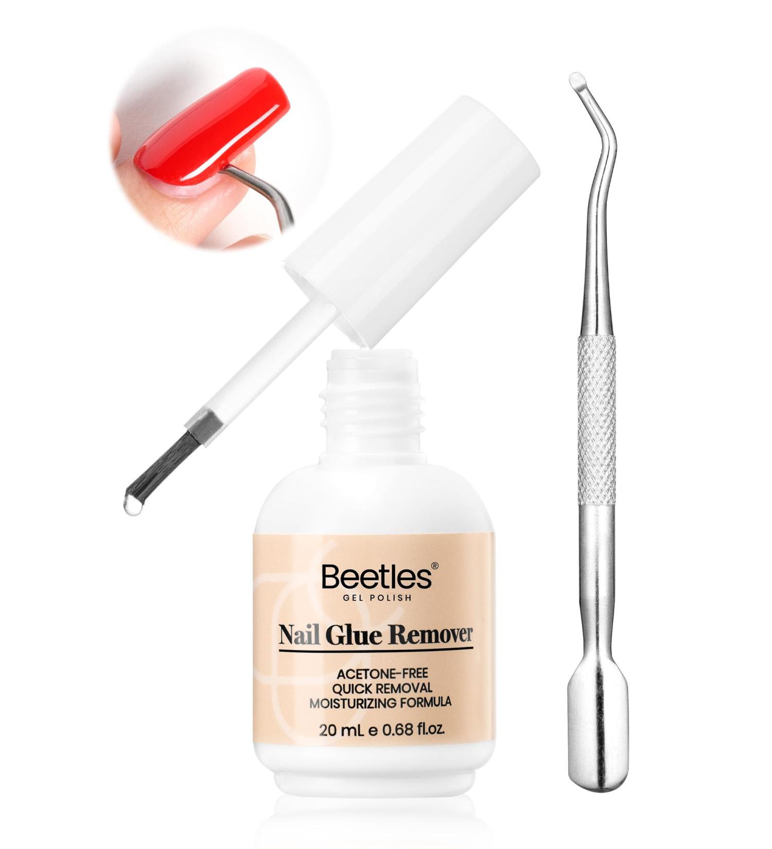 Beetles Nail Glue Remover 20ml - Effective False & Press-On Nails Adhesive Remover with Cuticle Pusher | Not for UV Gel or Gel Polish - Buy Online on GoSupps.com