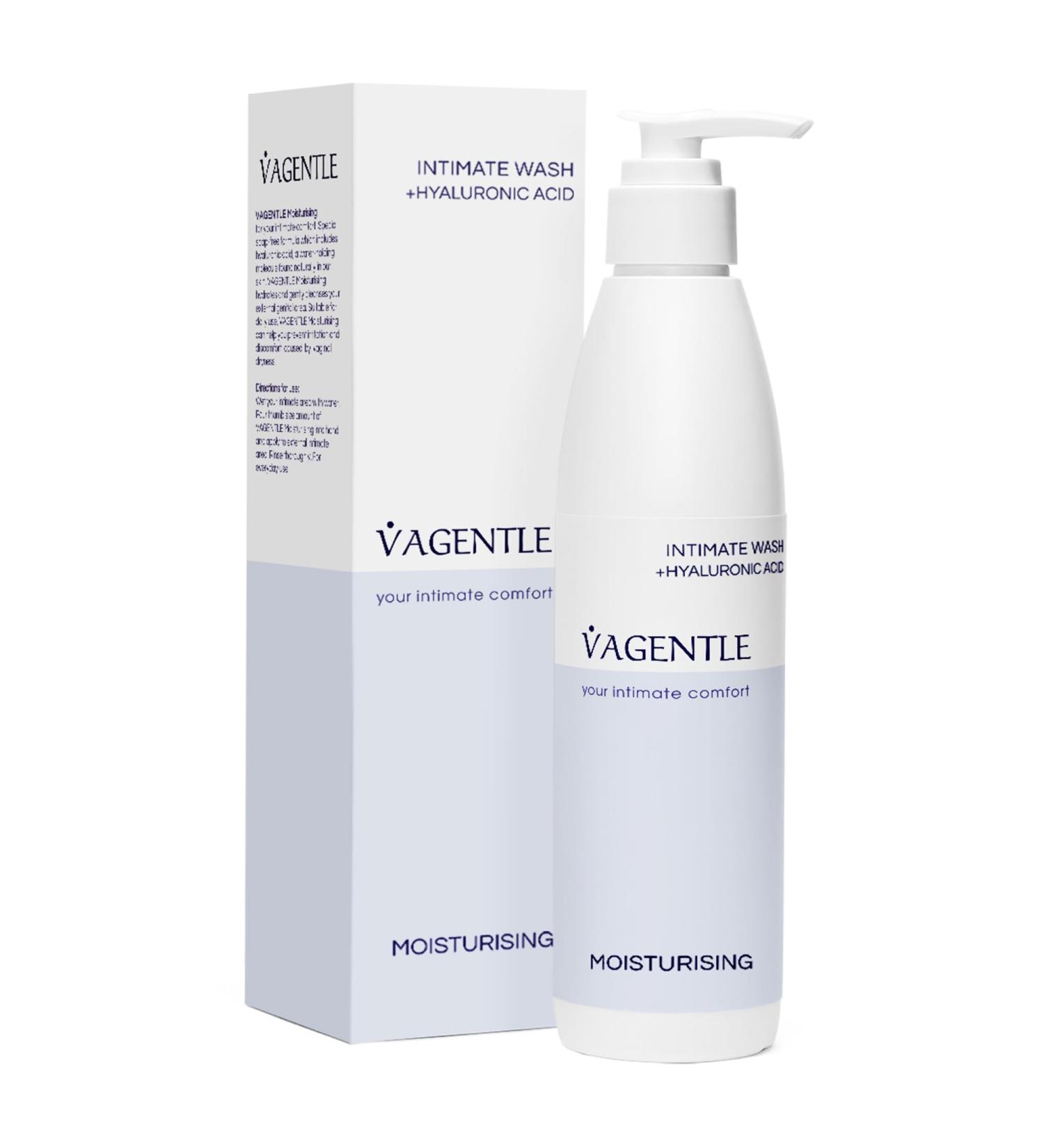 Vagentle Soap-free moisturizing intimate wash for daily use. Lab-tested formula with hyaluronic acid to provide nourishment and hydration. Vegan. 250 ml. - Buy Online on GoSupps.com