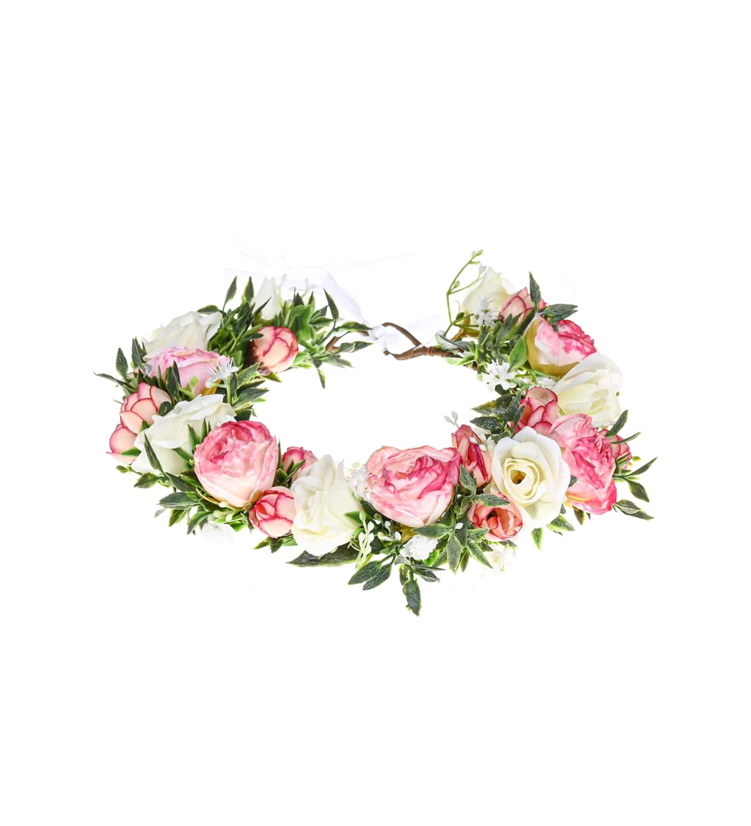 DreamLily Boho Wedding Floral Crown Maternity Woodland Photo Shoot Peony Flower Girl Crown Hair Wreath - Blush DFS27 - Buy Online on GoSupps.com