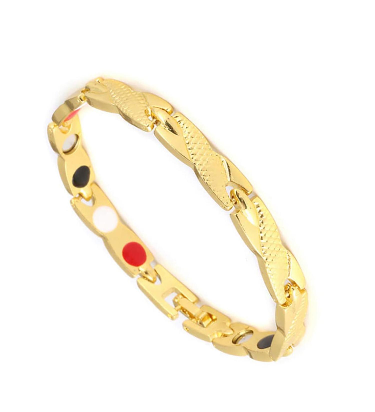 Ryaupy Stainless Steel Titanium Magnetic Bracelet for Men & Women - Gold Magnetic Bangle Jewelry - Buy Online on GoSupps.com