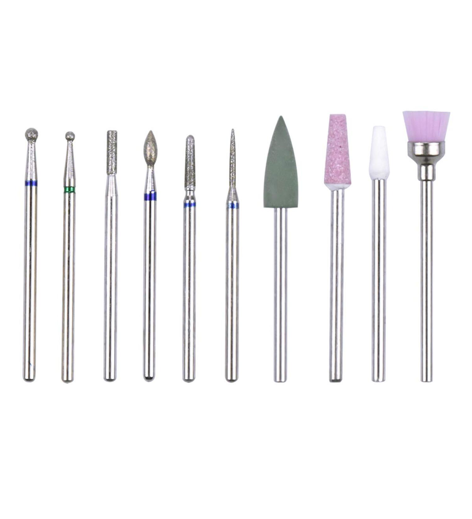 10 Pcs Nail Drill Bits Set - Tungsten Carbide & Ceramic Files for Acrylic Nails - Cuticle Polishing Tools for Gel Manicure & Pedicure at Home or Salon - Buy Online on GoSupps.com