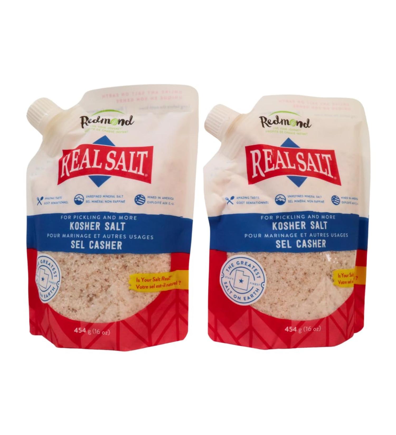 Kosher Salt Refill Pouch 2 Pack - 454 Grams Each - Authentic Utah Sea Salt Kosher Certified Natural Minerals and Sustainable Sourcing. - Buy Online on GoSupps.com