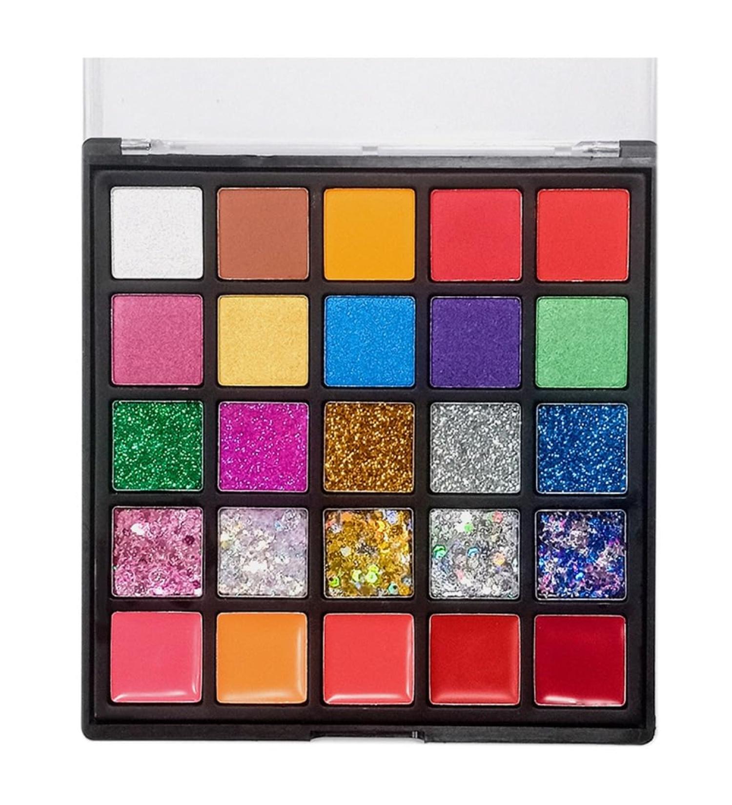 qazaa 25 Colors Shimmer Matte Eyeshadow Palette Waterproof Glitter Eyeshadow Cosmetic Women (1 Box) - Buy Online on GoSupps.com