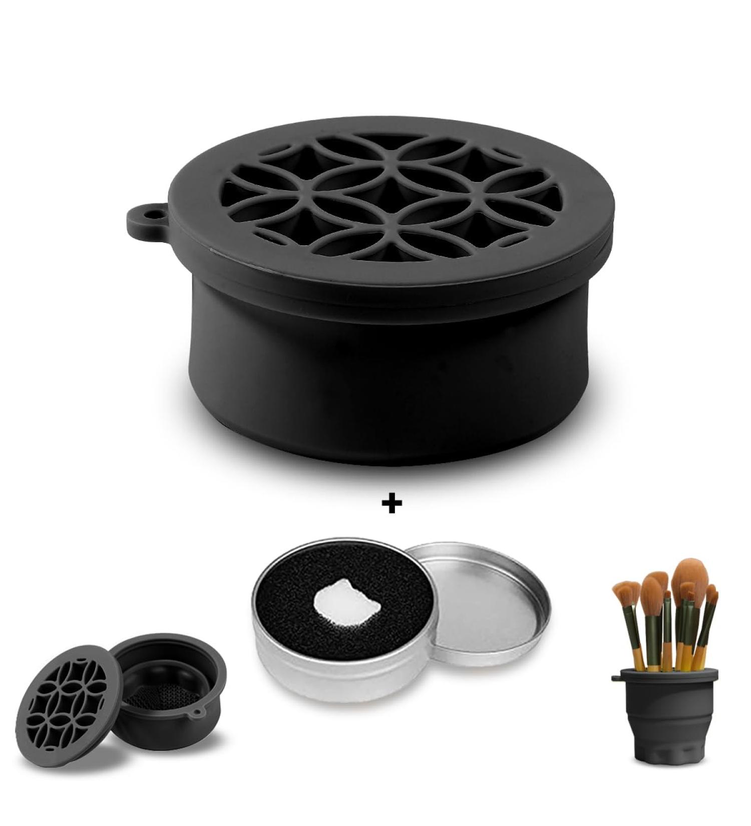 Portable Foldable Silicone Makeup Brush Cleaner & Dryer - 2-in-1 Cleaning Cup & Holder - Buy Online on GoSupps.com