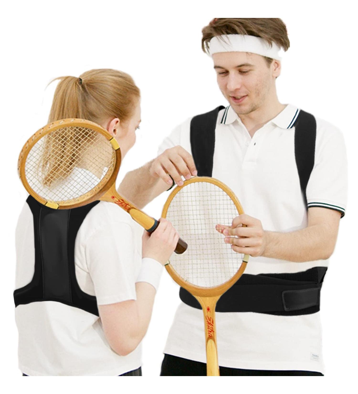 Fourket Humpback Correction Belt Posture Corrector Adjustable Back PU Material Suitable for Men and Women Size M Black - Buy Online on GoSupps.com